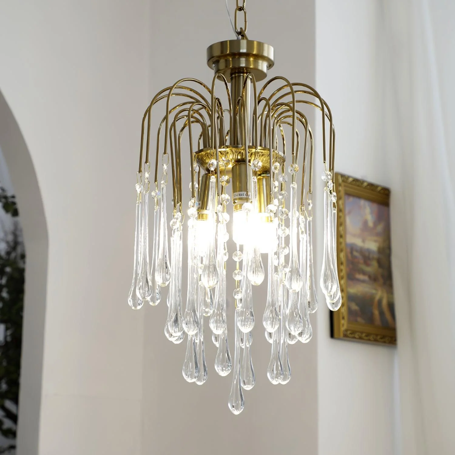 Lustra Chandelier Golden Arms and Crystal - Image 22