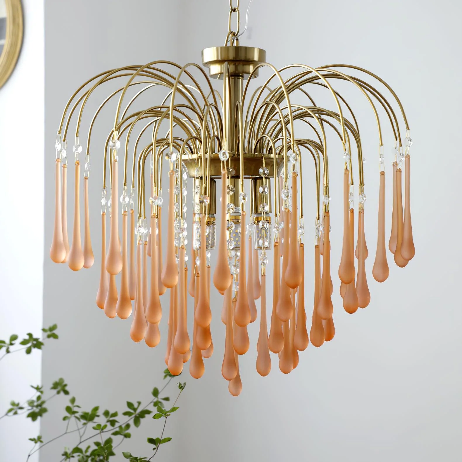 Lustra Chandelier Golden Arms and Crystal - Image 24