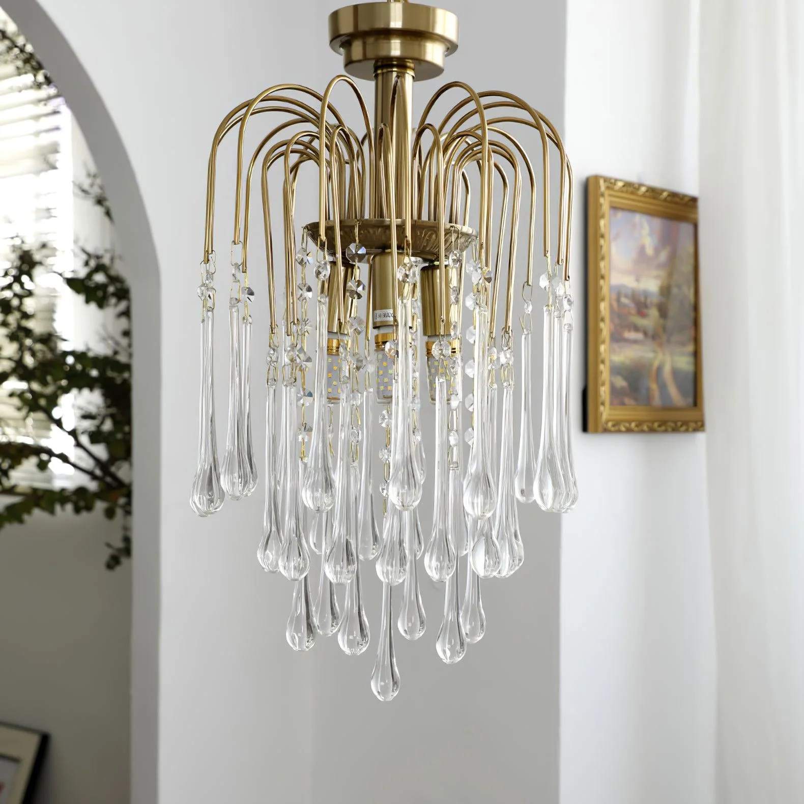 Lustra Chandelier Golden Arms and Crystal - Image 26