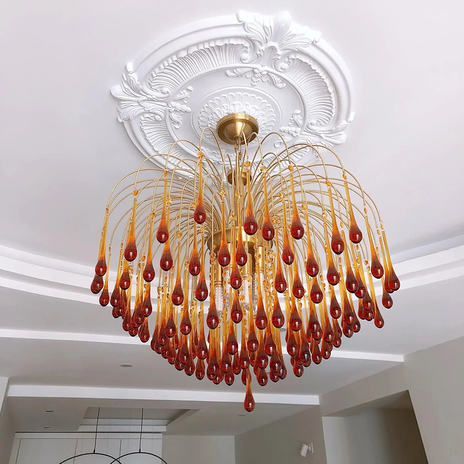 Lustra Chandelier Golden Arms and Crystal - Image 27