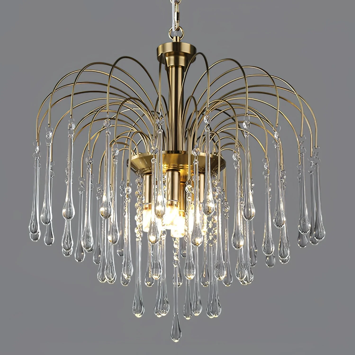 Lustra Chandelier Golden Arms and Crystal - Image 3