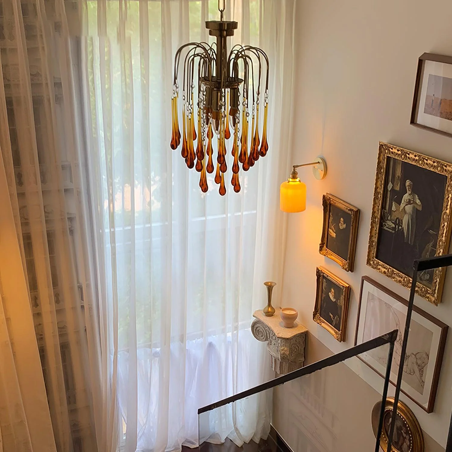 Lustra Chandelier Golden Arms and Crystal - Image 31