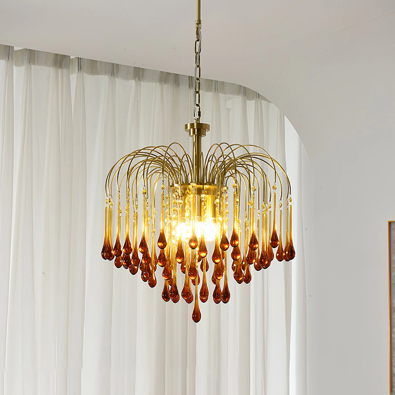 Lustra Chandelier Golden Arms and Crystal - Image 32