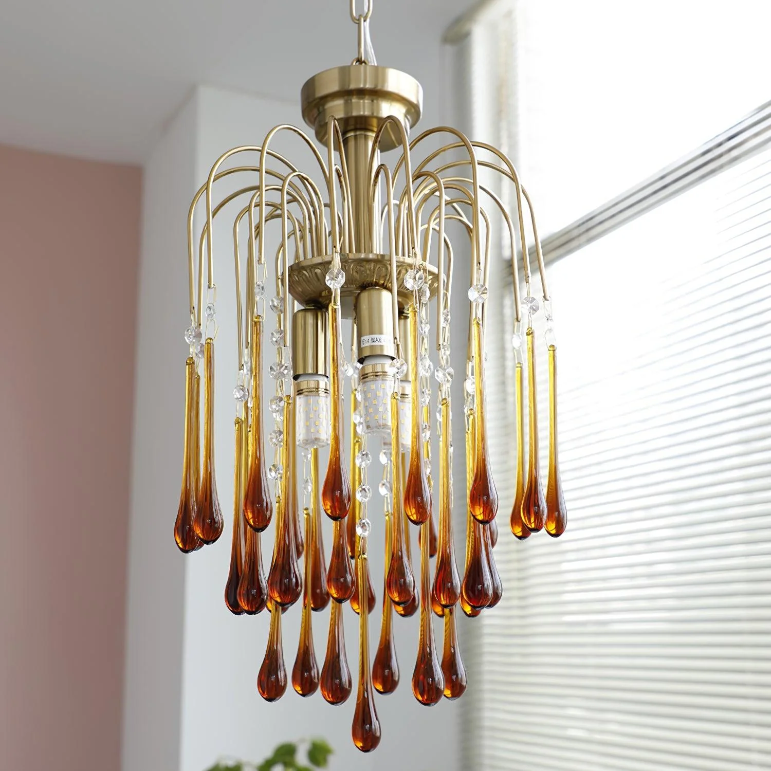 Lustra Chandelier Golden Arms and Crystal - Image 37