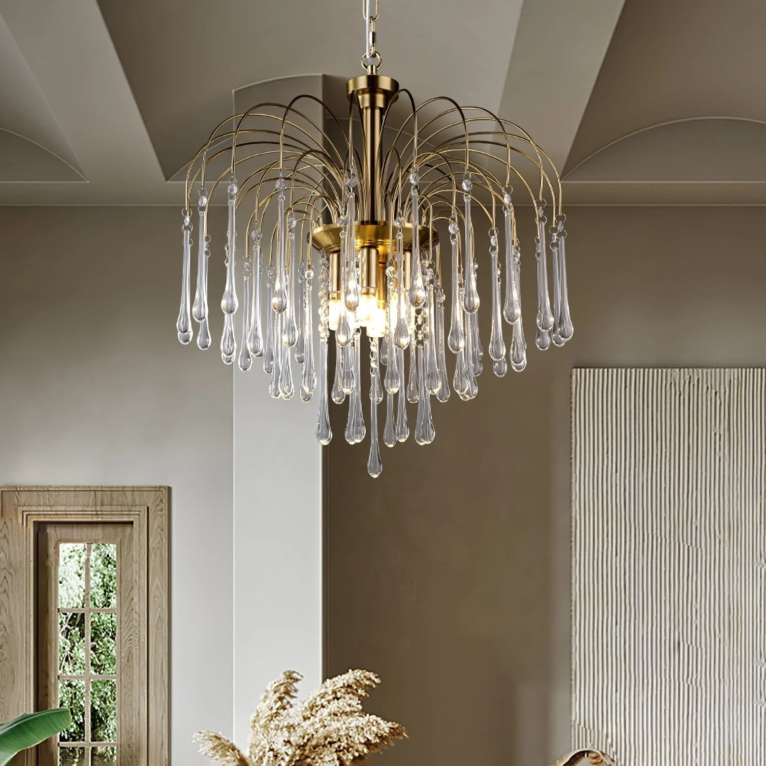 Lustra Chandelier Golden Arms and Crystal - Image 44
