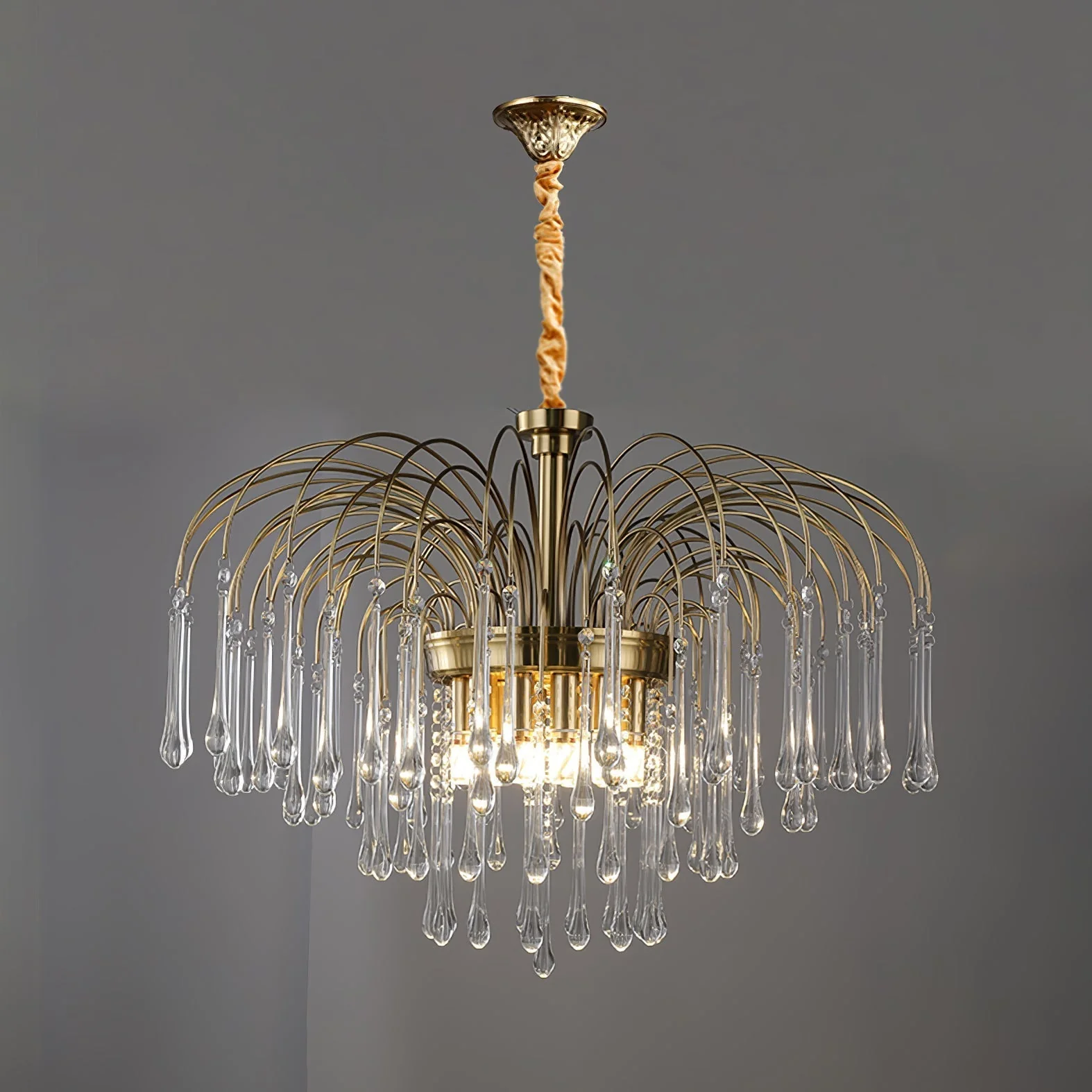 Lustra Chandelier Golden Arms and Crystal - Image 45