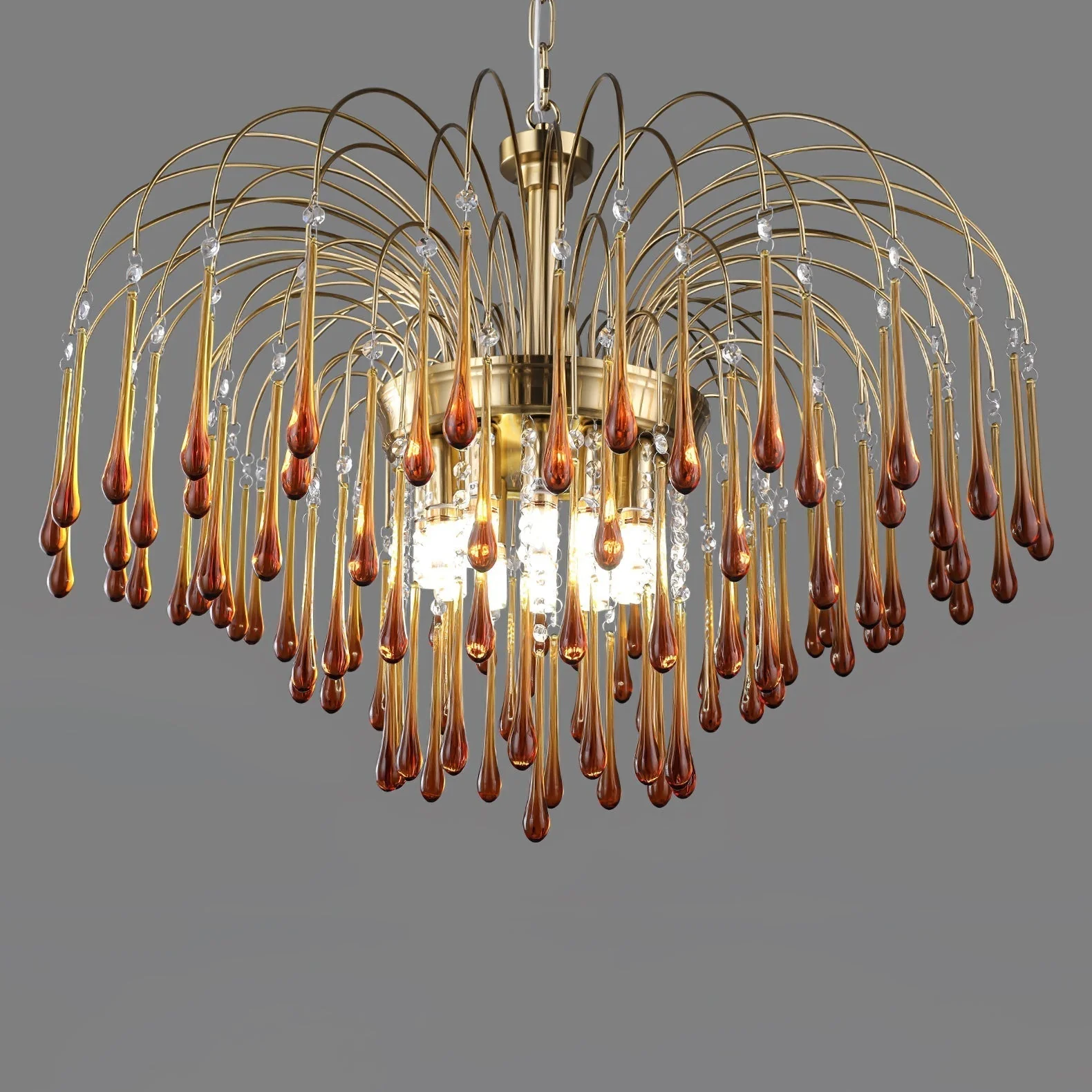 Lustra Chandelier Golden Arms and Crystal - Image 46