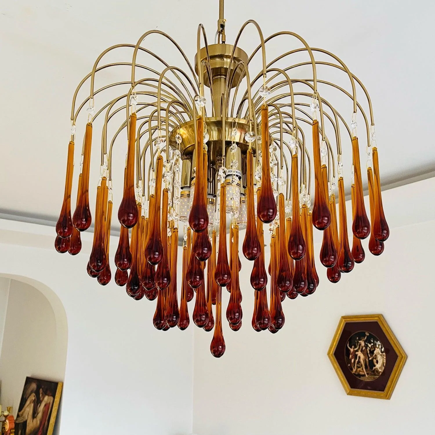 Lustra Chandelier Golden Arms and Crystal - Image 47