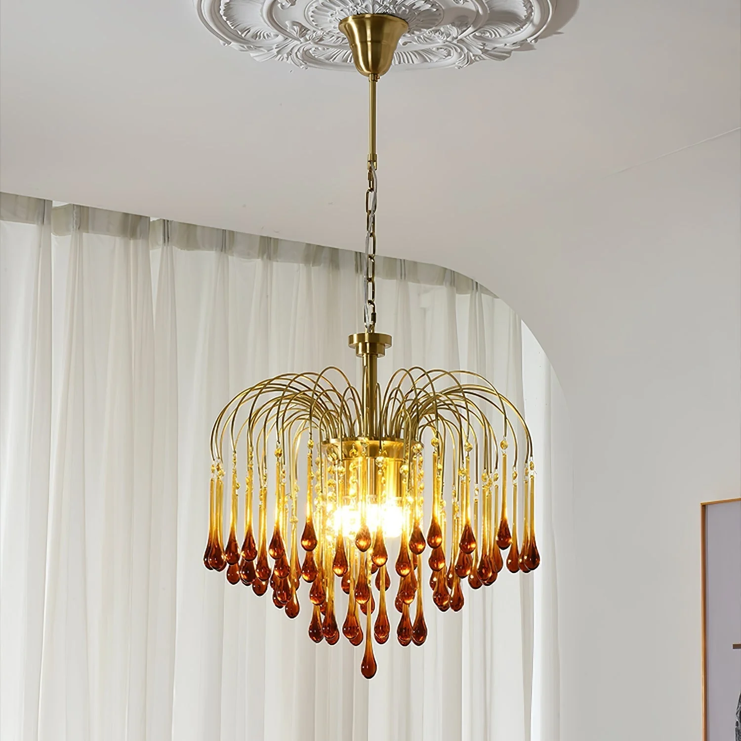 Lustra Chandelier Golden Arms and Crystal - Image 50