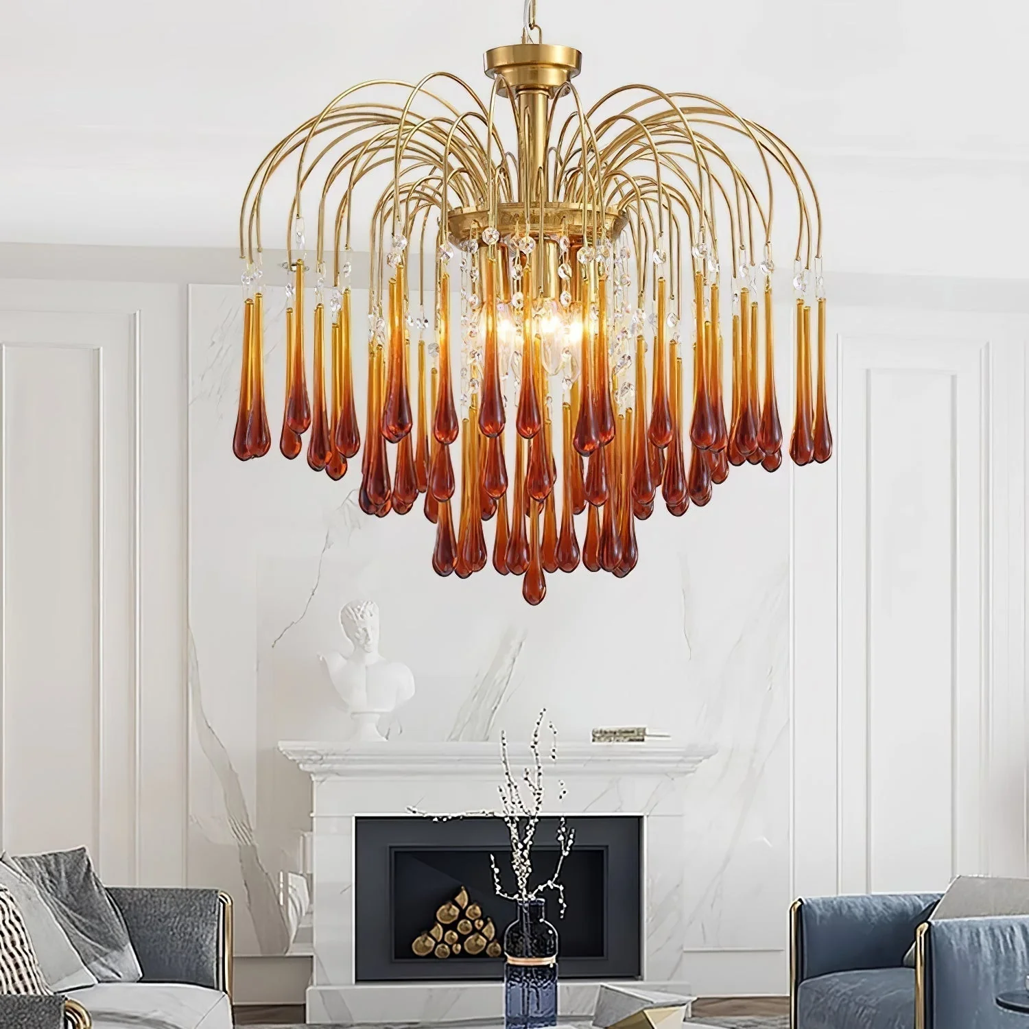 Lustra Chandelier Golden Arms and Crystal - Image 52