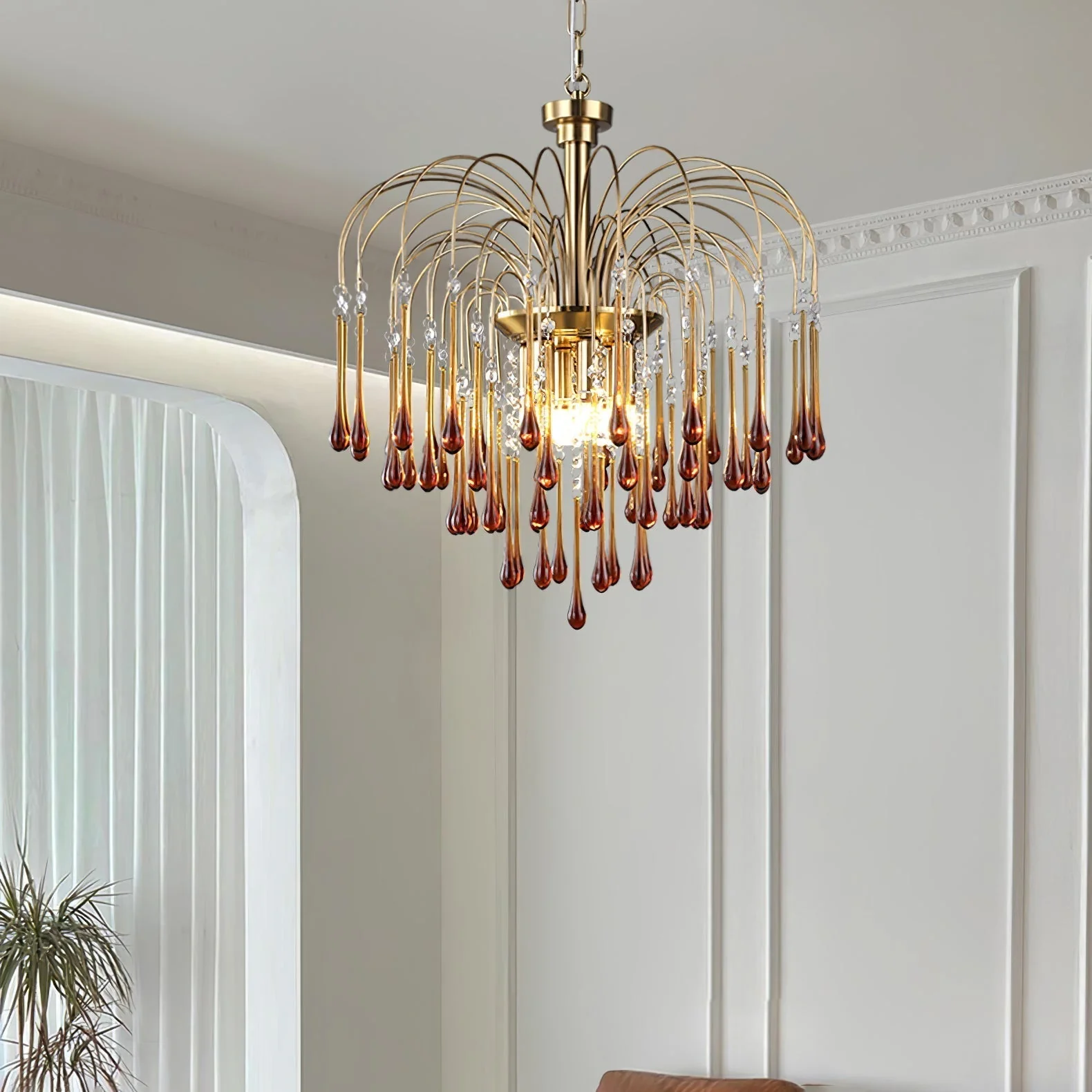 Lustra Chandelier Golden Arms and Crystal - Image 59