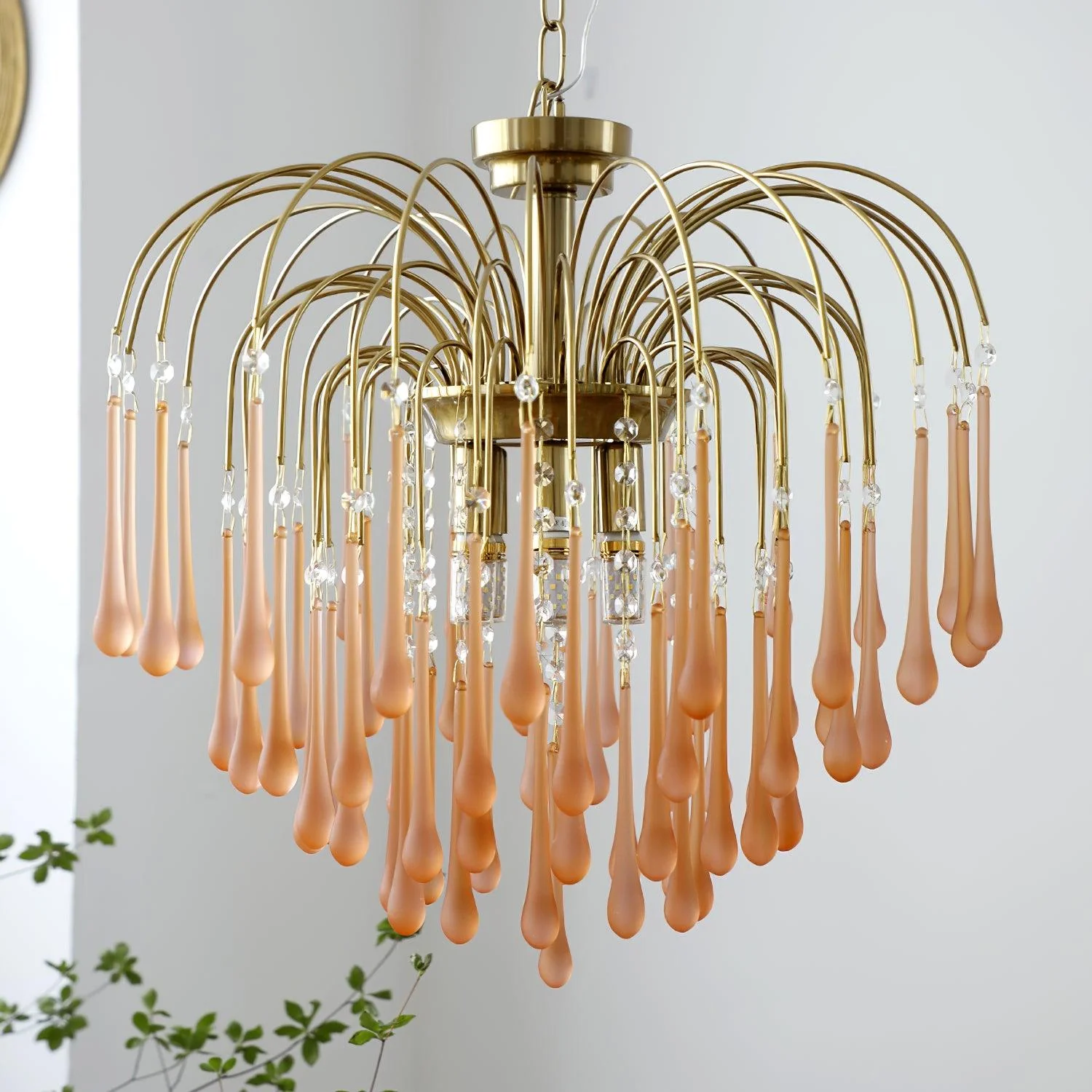 Lustra Chandelier Golden Arms and Crystal - Image 6