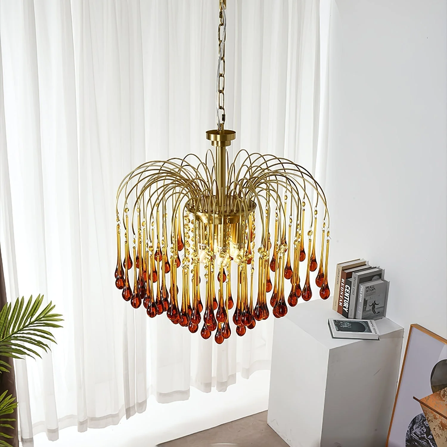 Lustra Chandelier Golden Arms and Crystal - Image 60