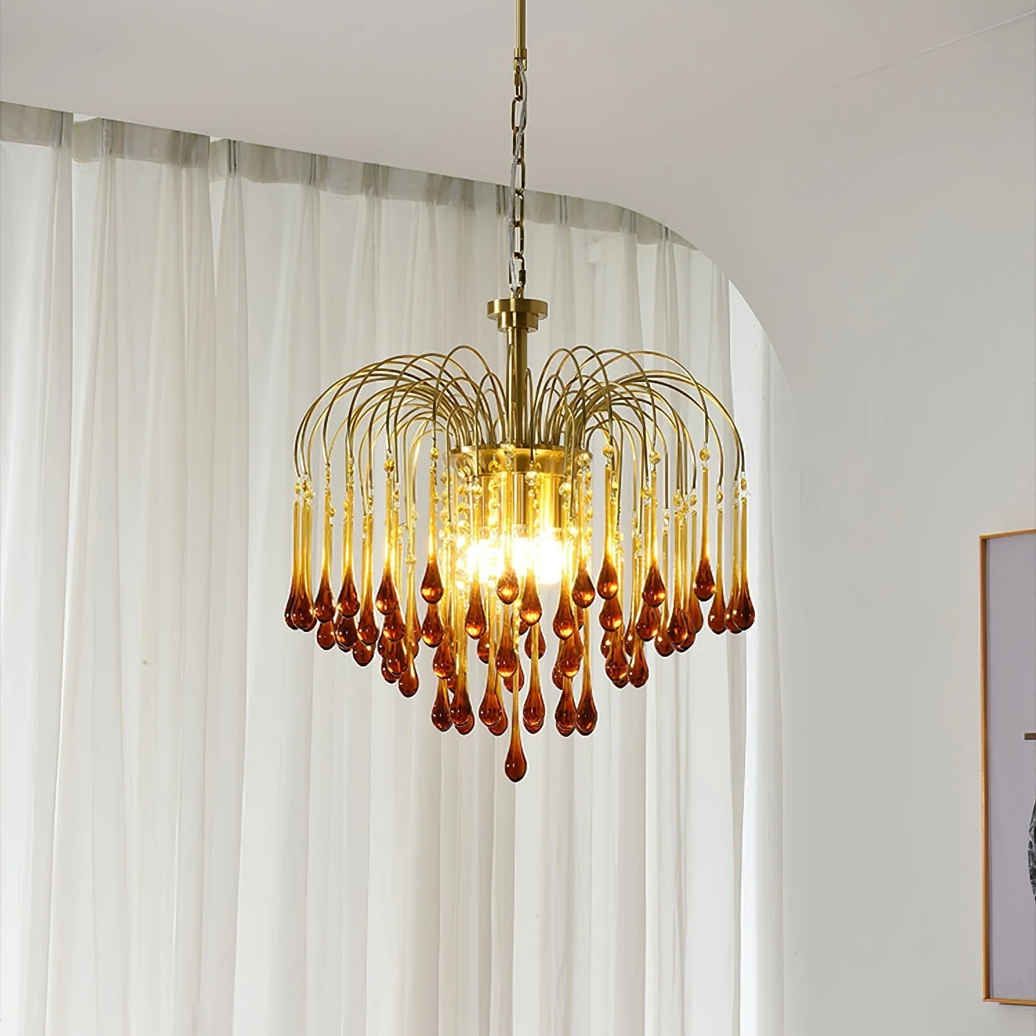 Lustra Chandelier Golden Arms and Crystal - Image 61