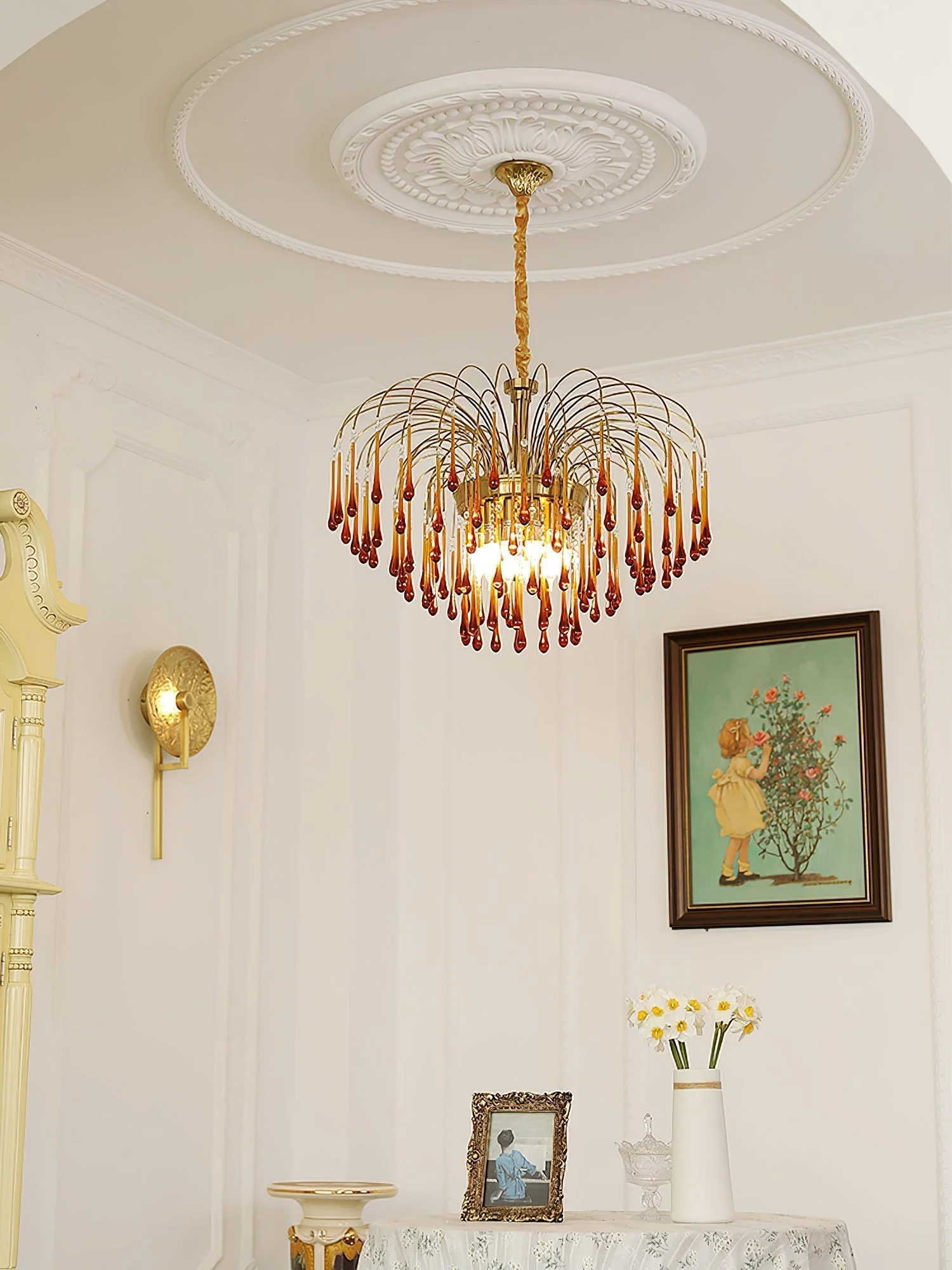 Lustra Chandelier Golden Arms and Crystal - Image 67