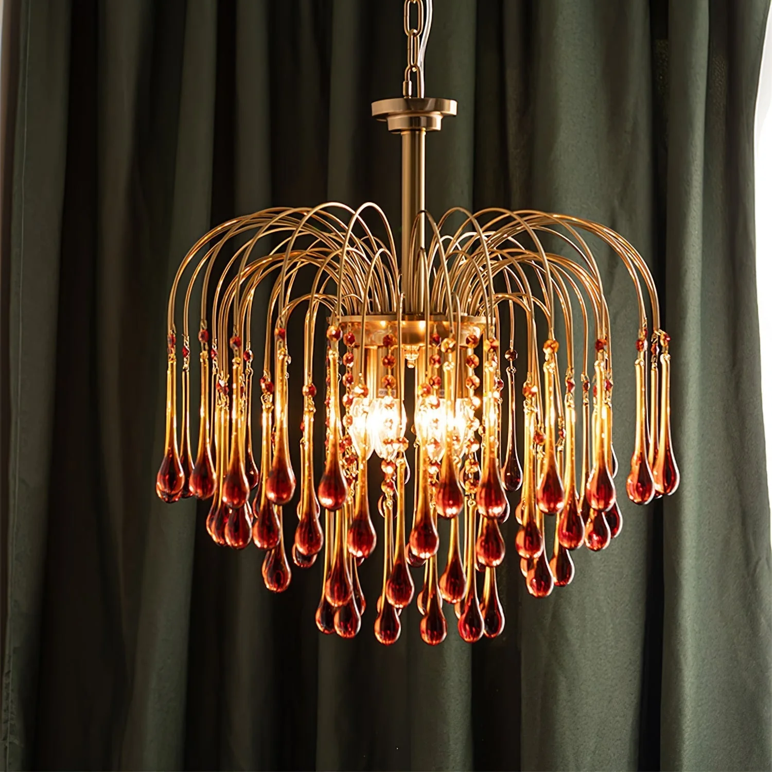 Lustra Chandelier Golden Arms and Crystal - Image 68