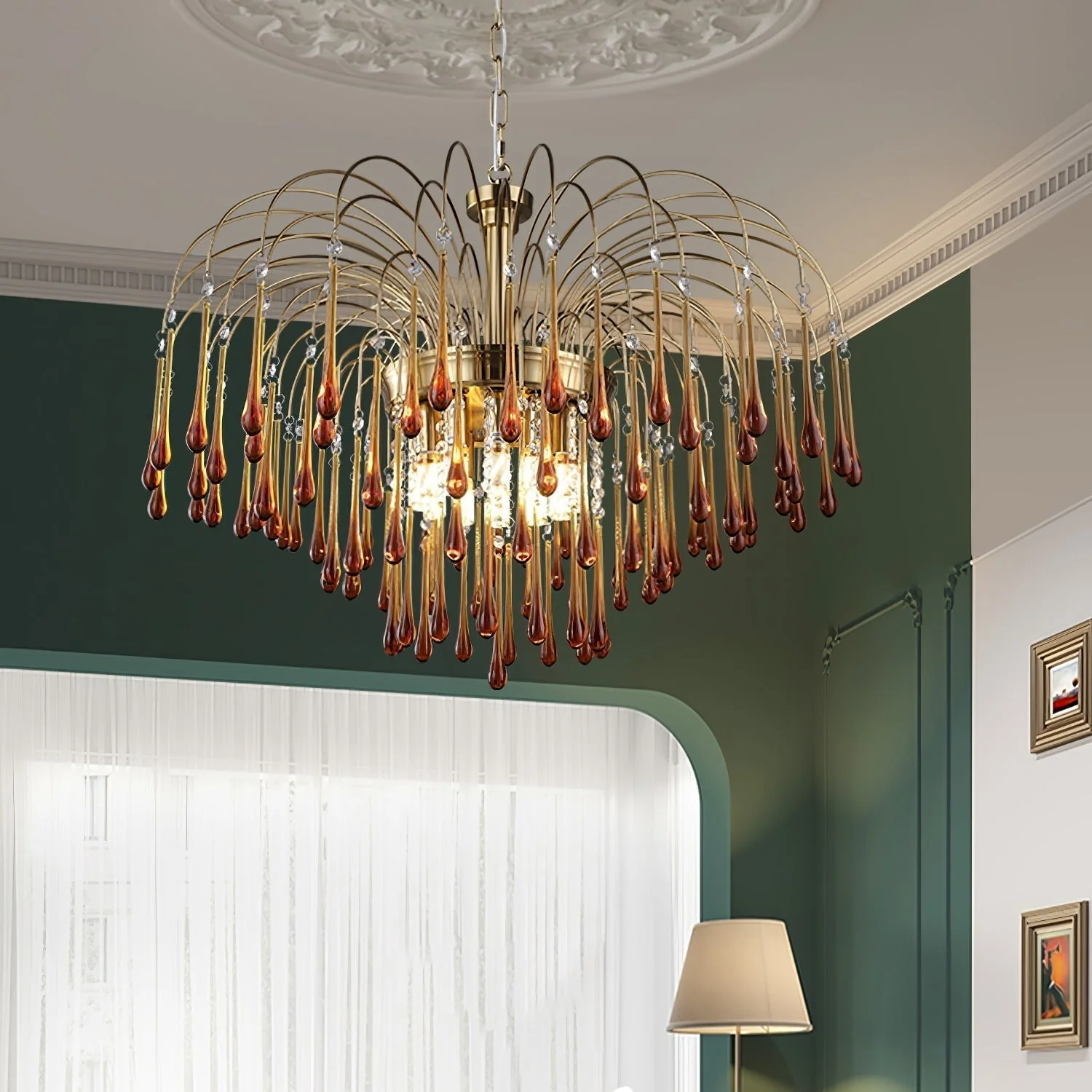 Lustra Chandelier Golden Arms and Crystal - Image 71