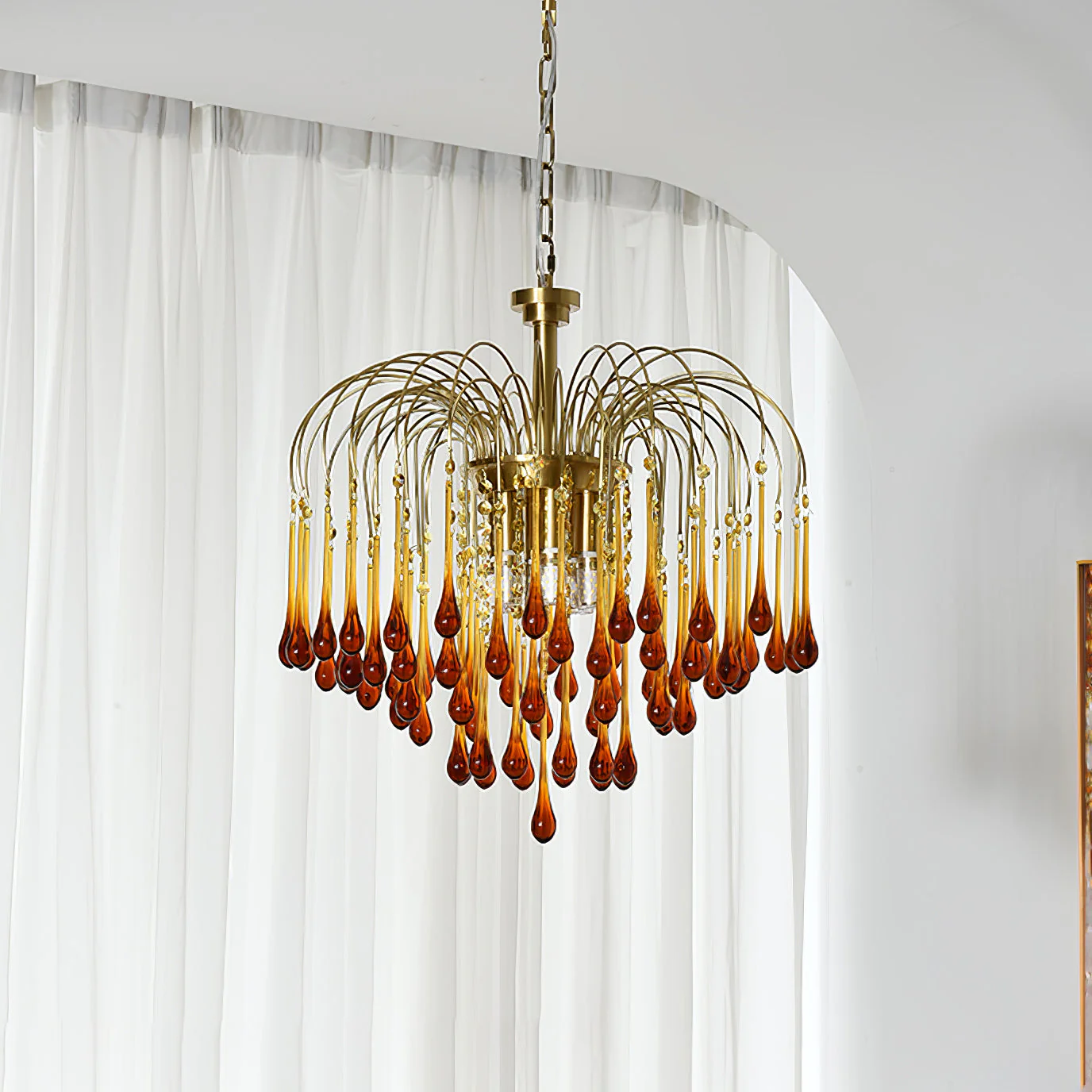 Lustra Chandelier Golden Arms and Crystal - Image 73