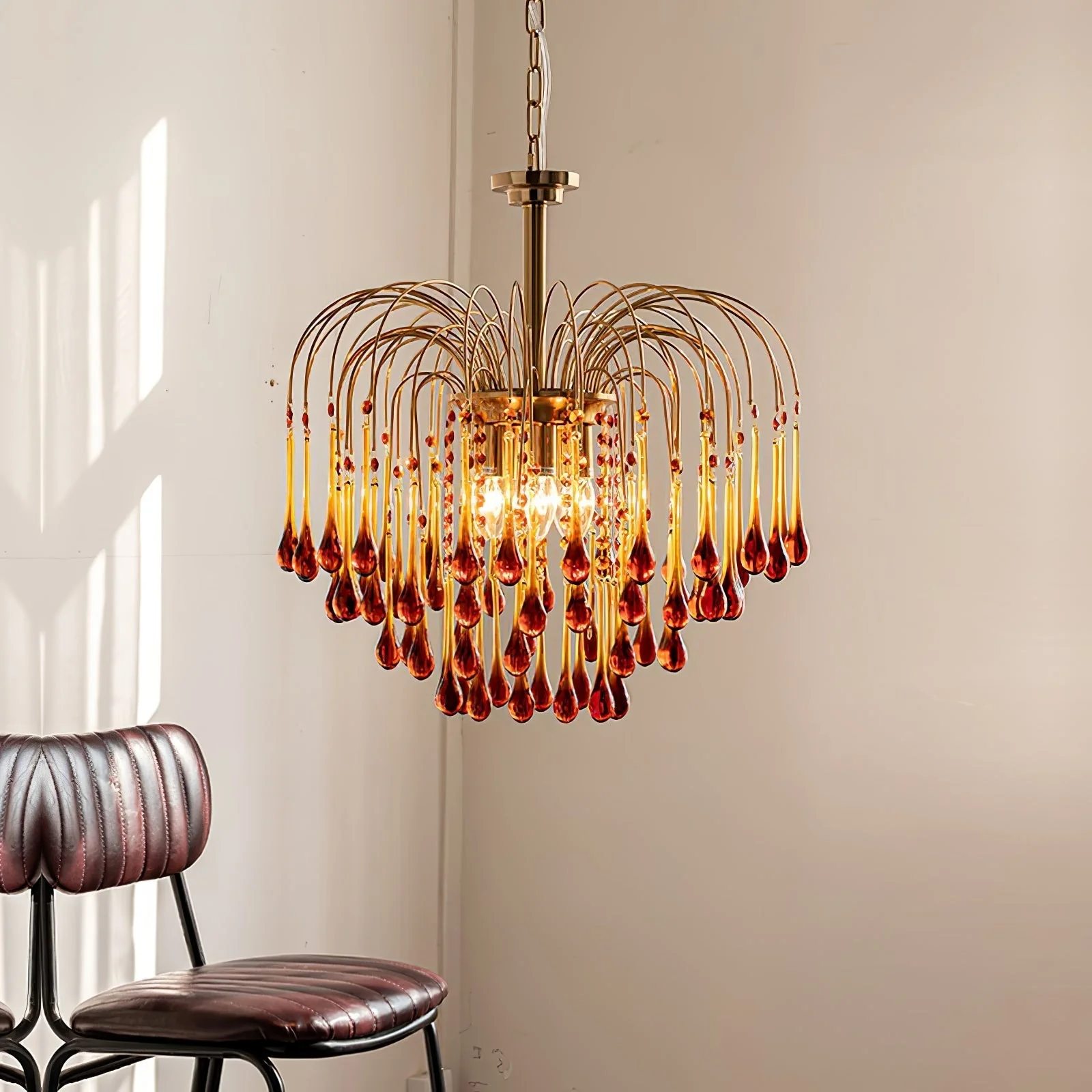 Lustra Chandelier Golden Arms and Crystal - Image 8