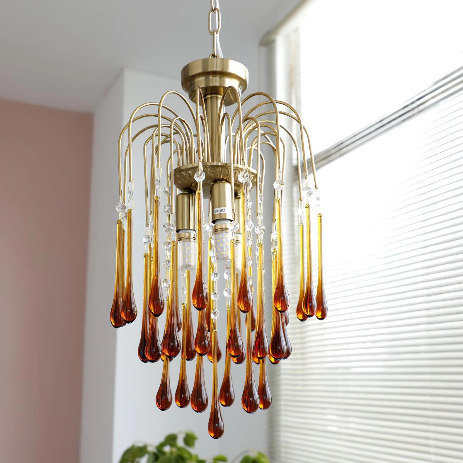 Lustra Chandelier Golden Arms and Crystal - Image 80