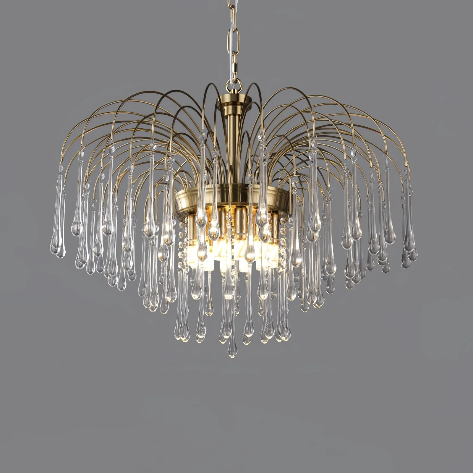 Lustra Chandelier Golden Arms and Crystal - Image 87