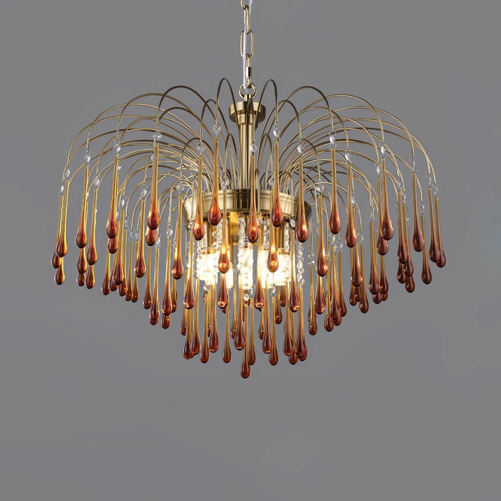 Lustra Chandelier Golden Arms and Crystal - Image 88