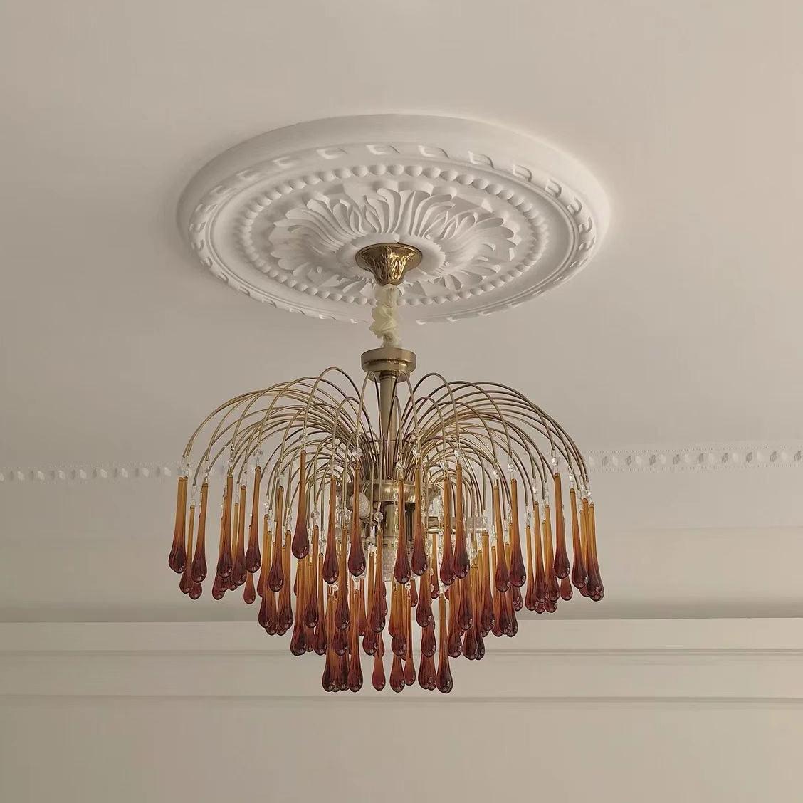 Lustra Chandelier Golden Arms and Crystal - Image 9