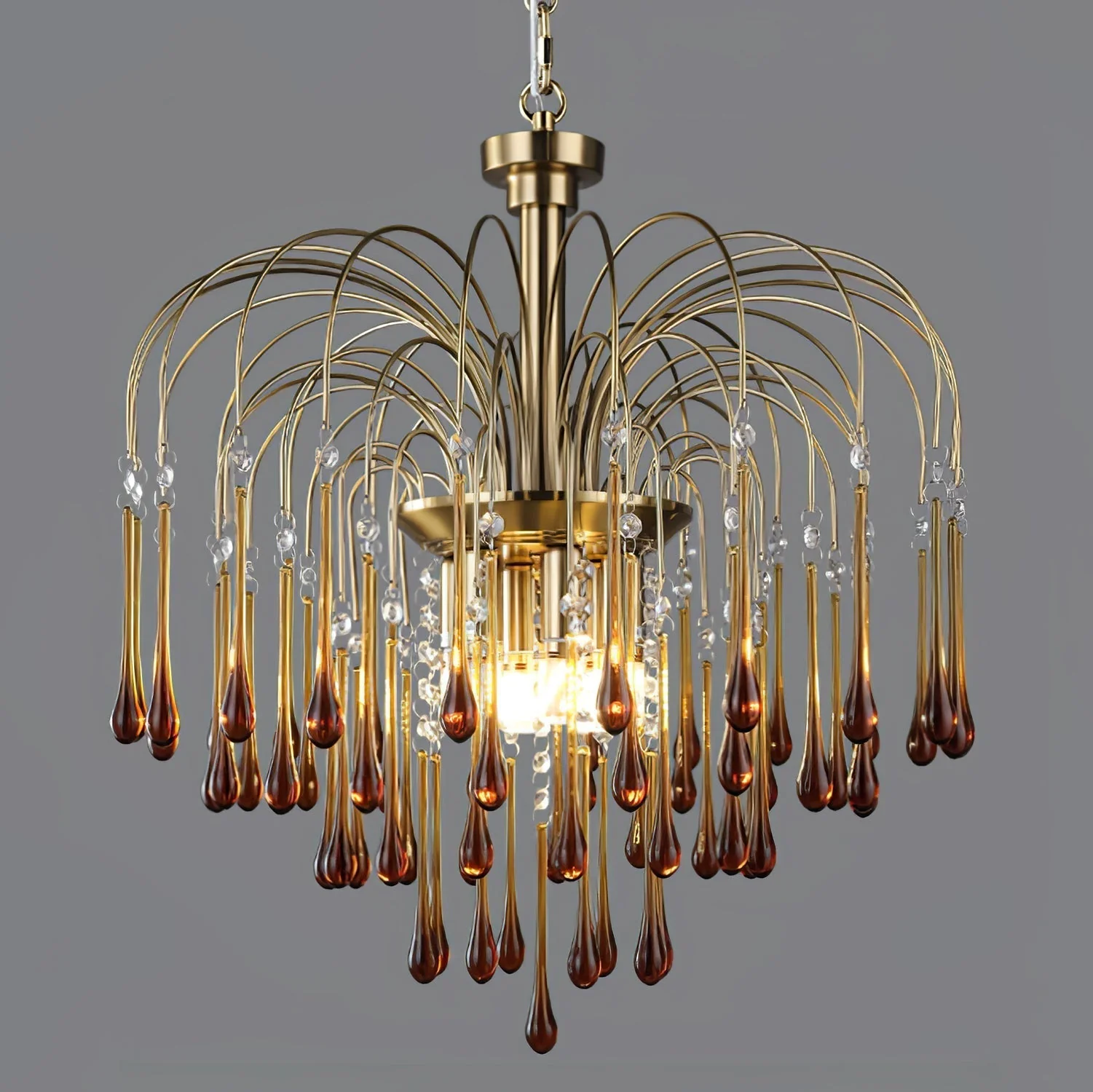 Lustra Chandelier Golden Arms and Crystal - Image 90