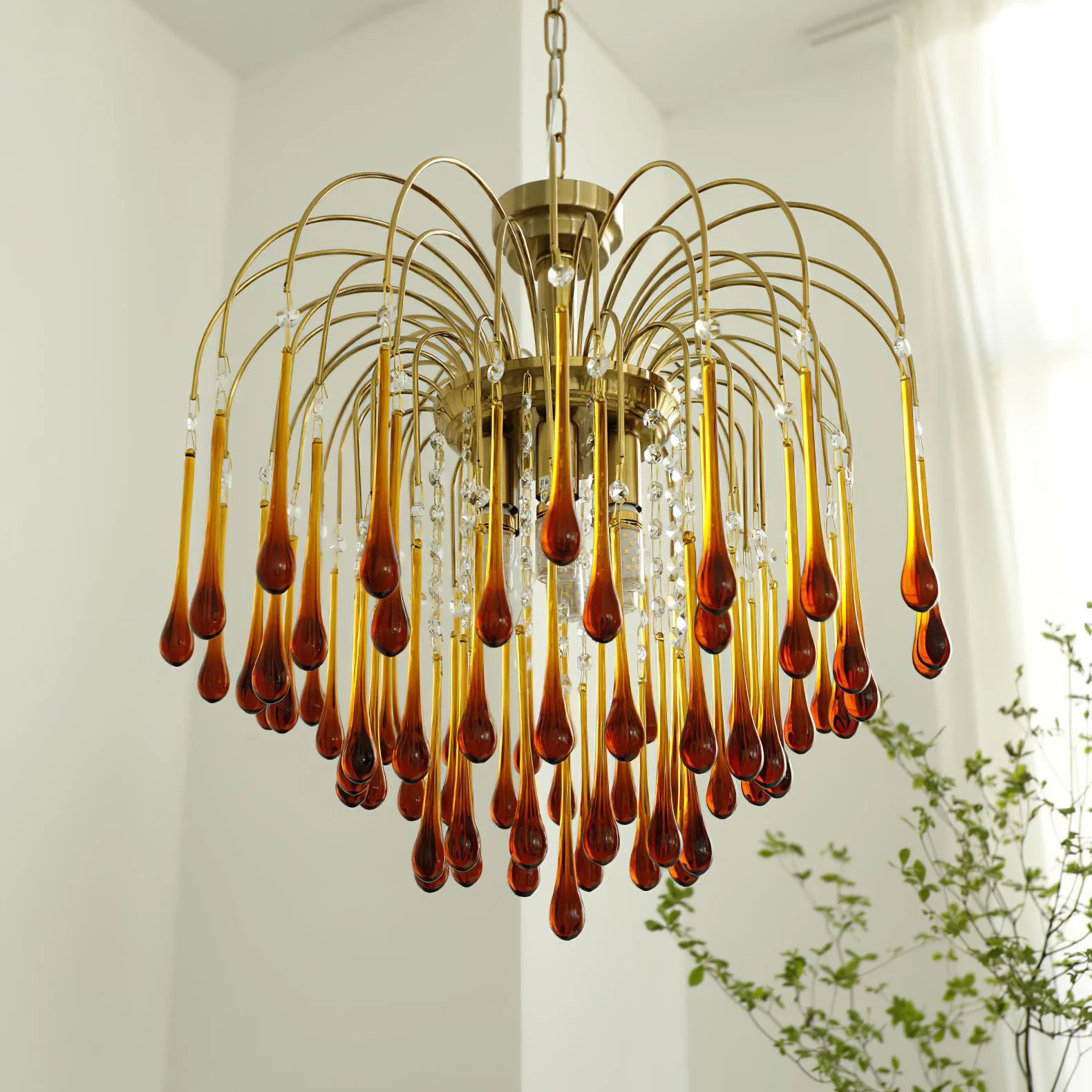 Lustra Chandelier Golden Arms and Crystal - Image 91