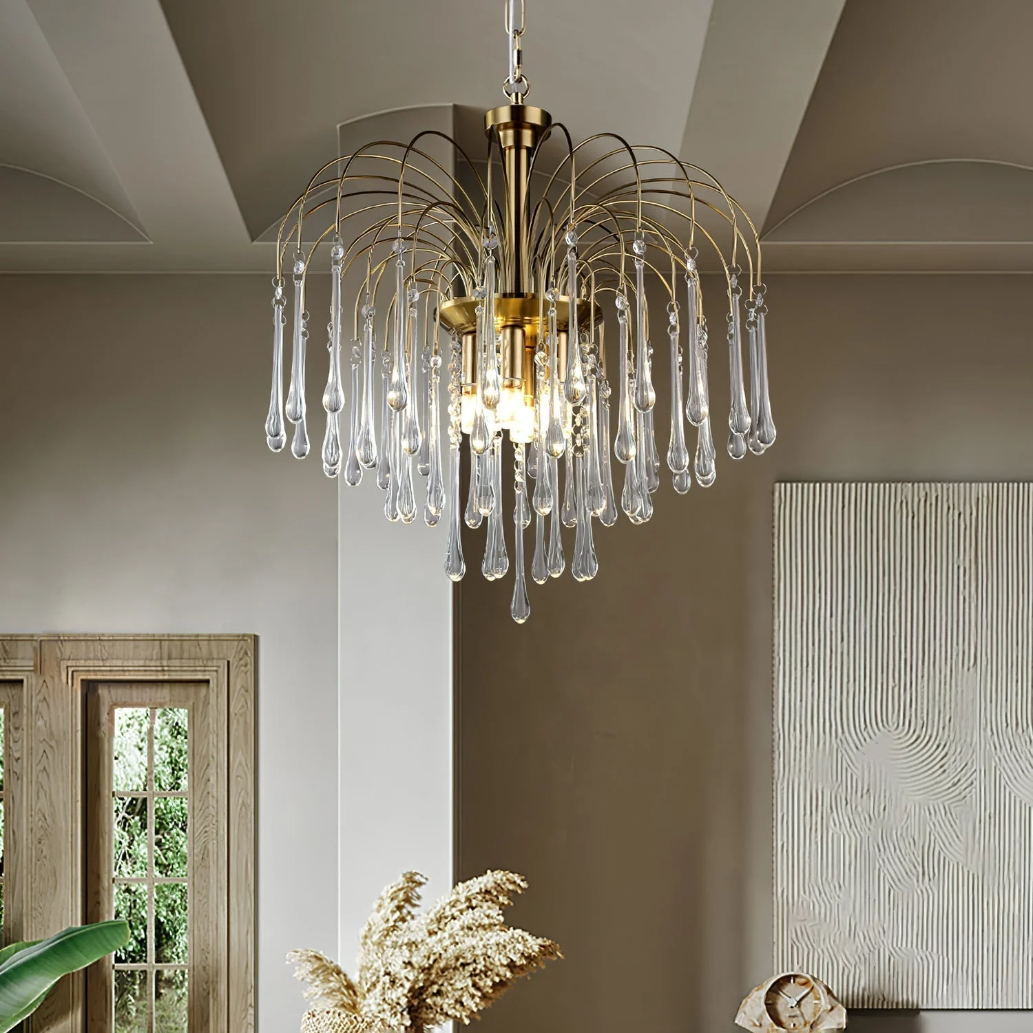 Lustra Chandelier Golden Arms and Crystal - Image 92