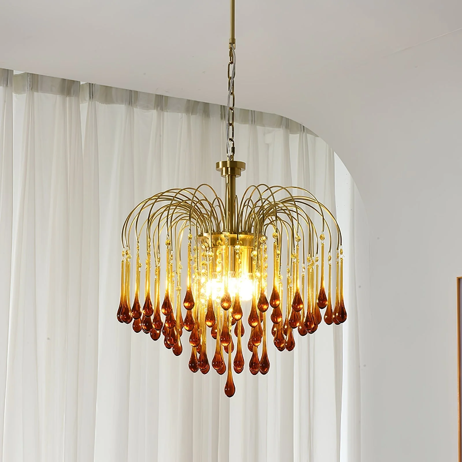 Lustra Chandelier Golden Arms and Crystal - Image 93