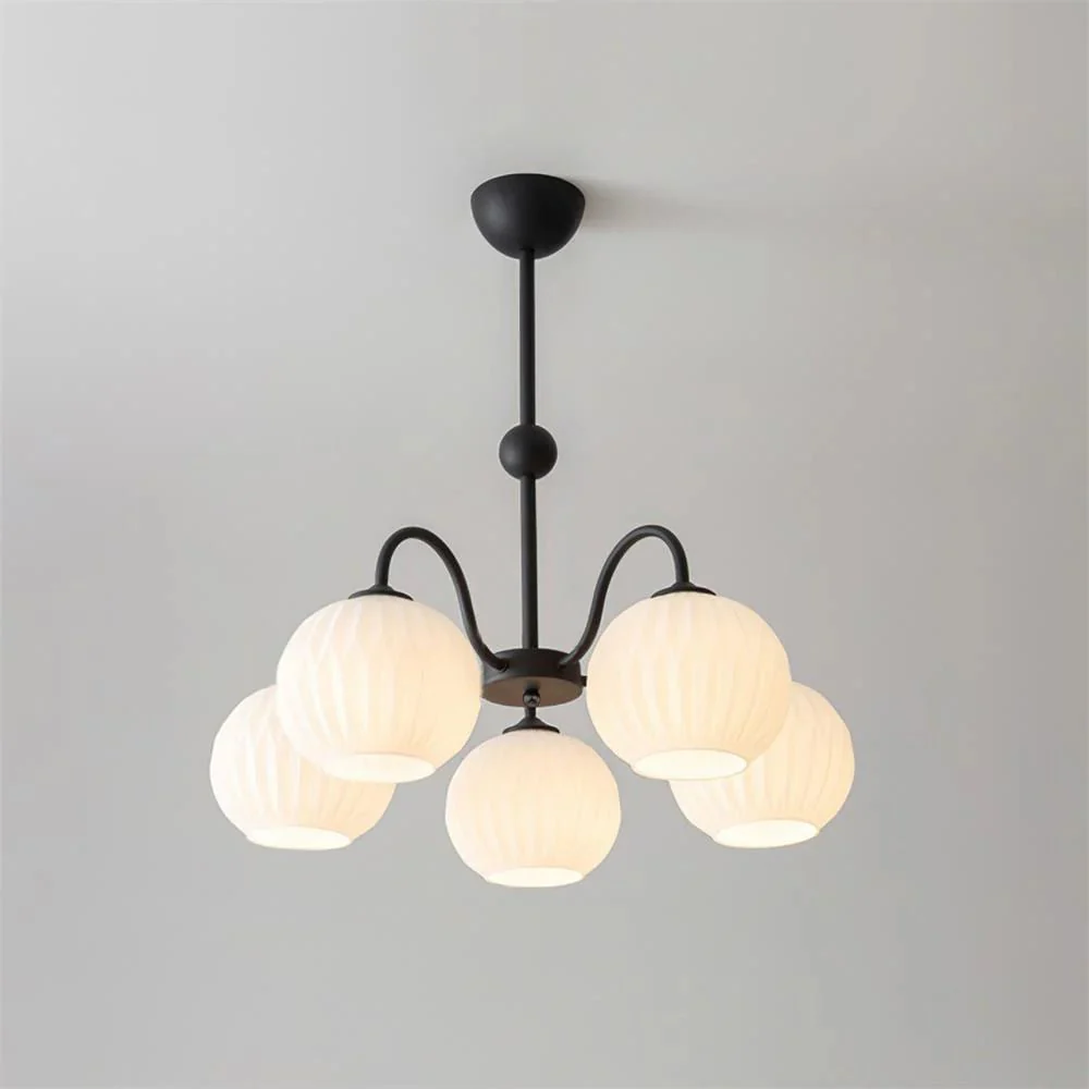 Lustra Chandelier Green Ribbed Glass Modern 8-Light - Image 50