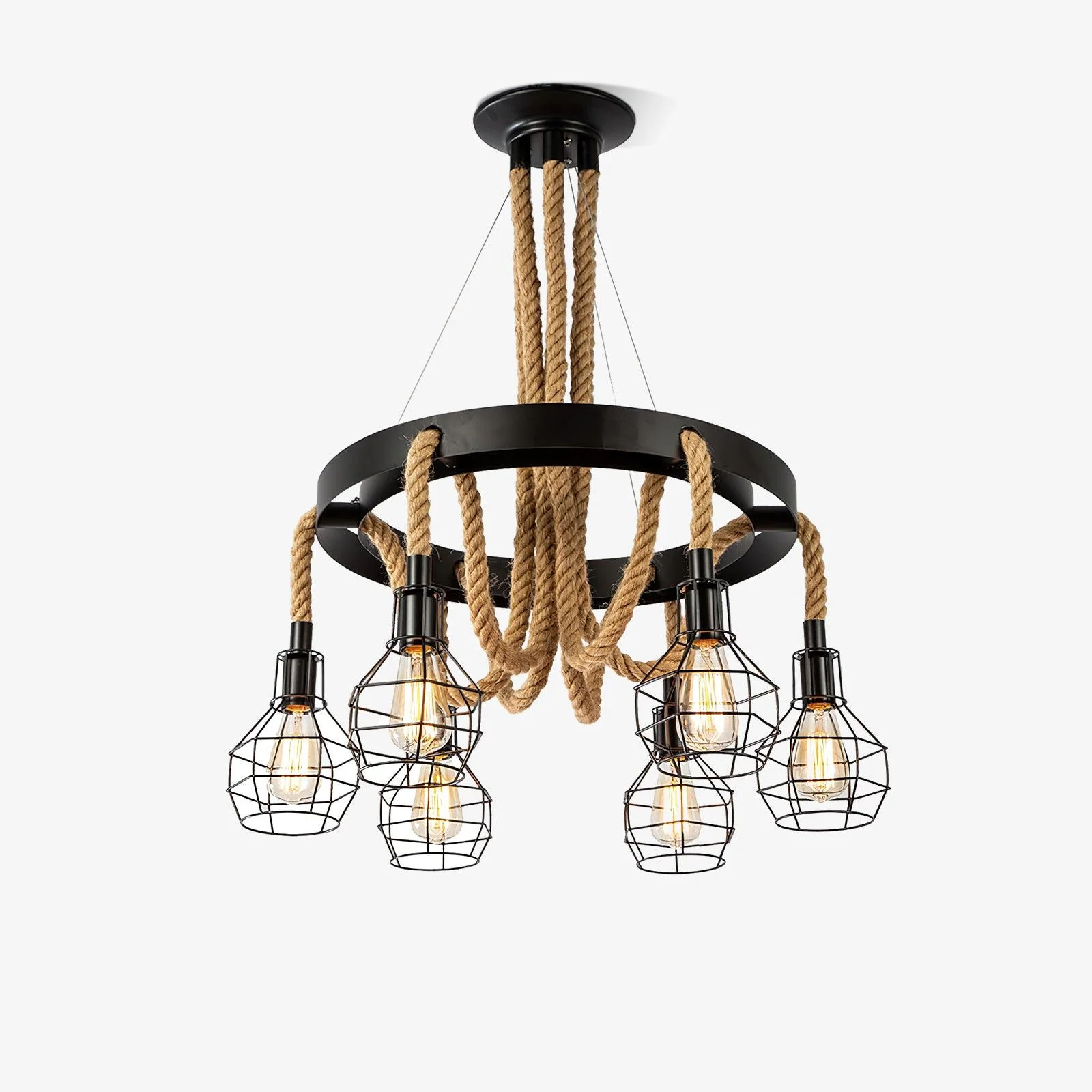 Lustra Chandelier Hemp Rope Industrial