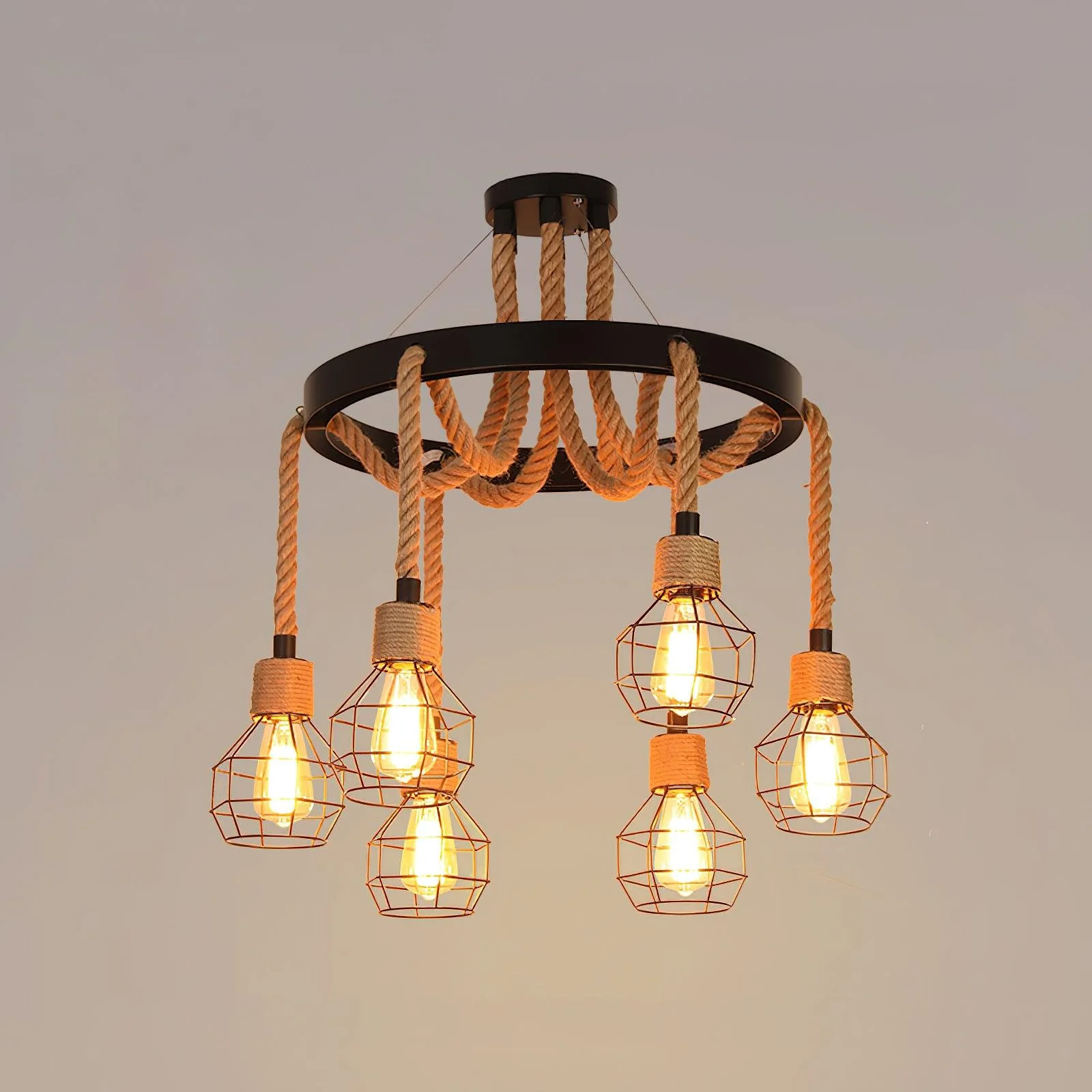 Lustra Chandelier Hemp Rope Industrial - Image 10