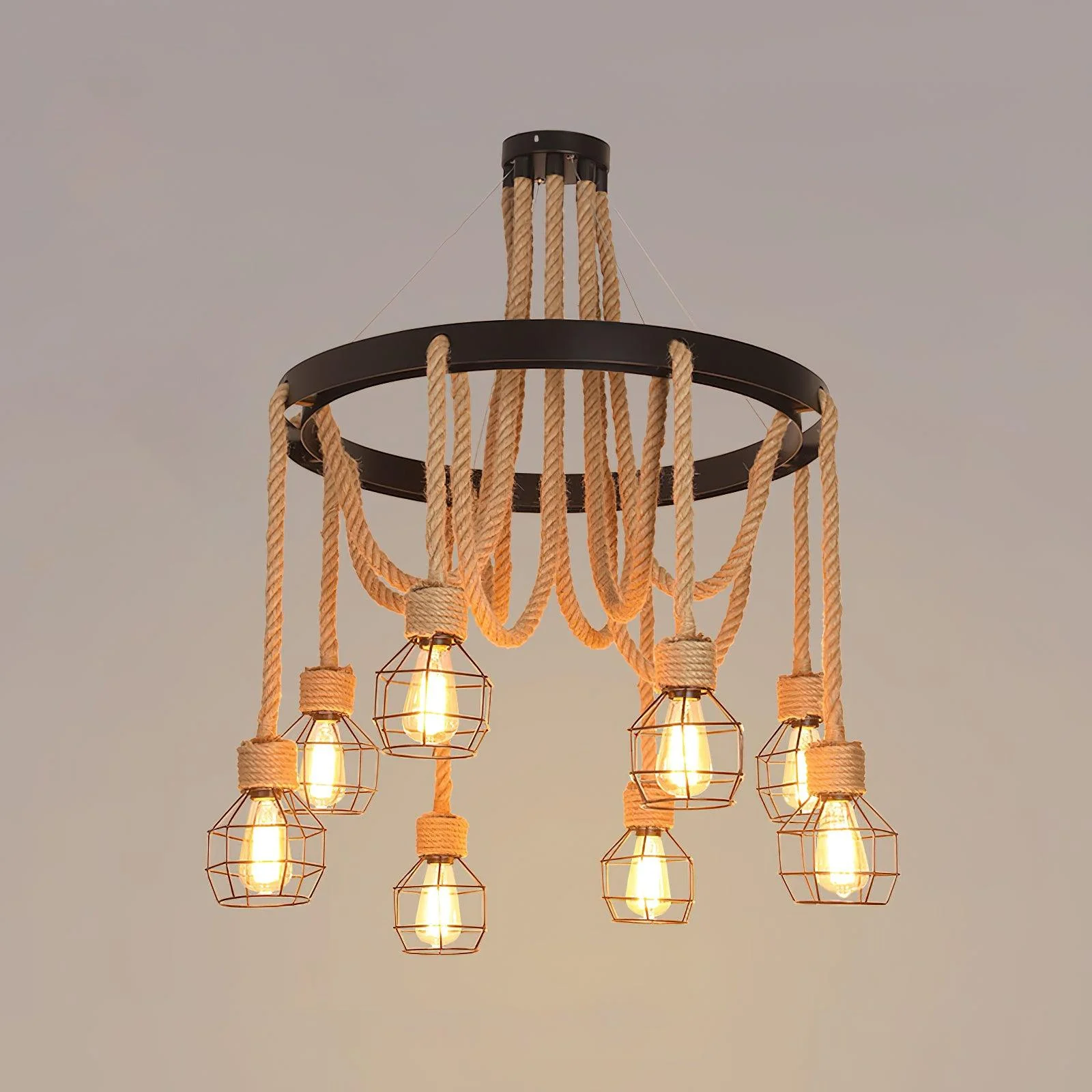 Lustra Chandelier Hemp Rope Industrial - Image 11