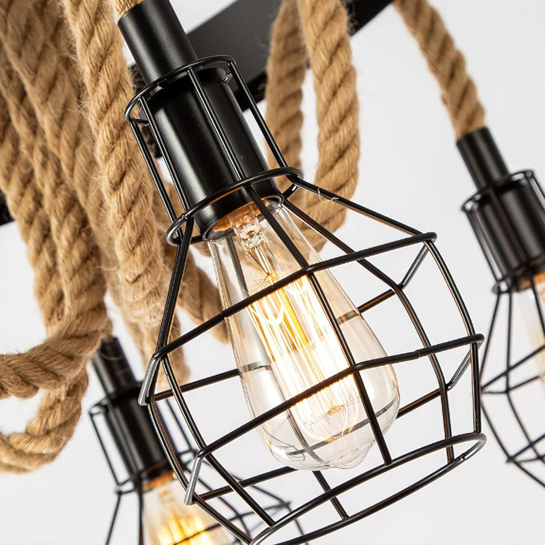 Lustra Chandelier Hemp Rope Industrial - Image 27