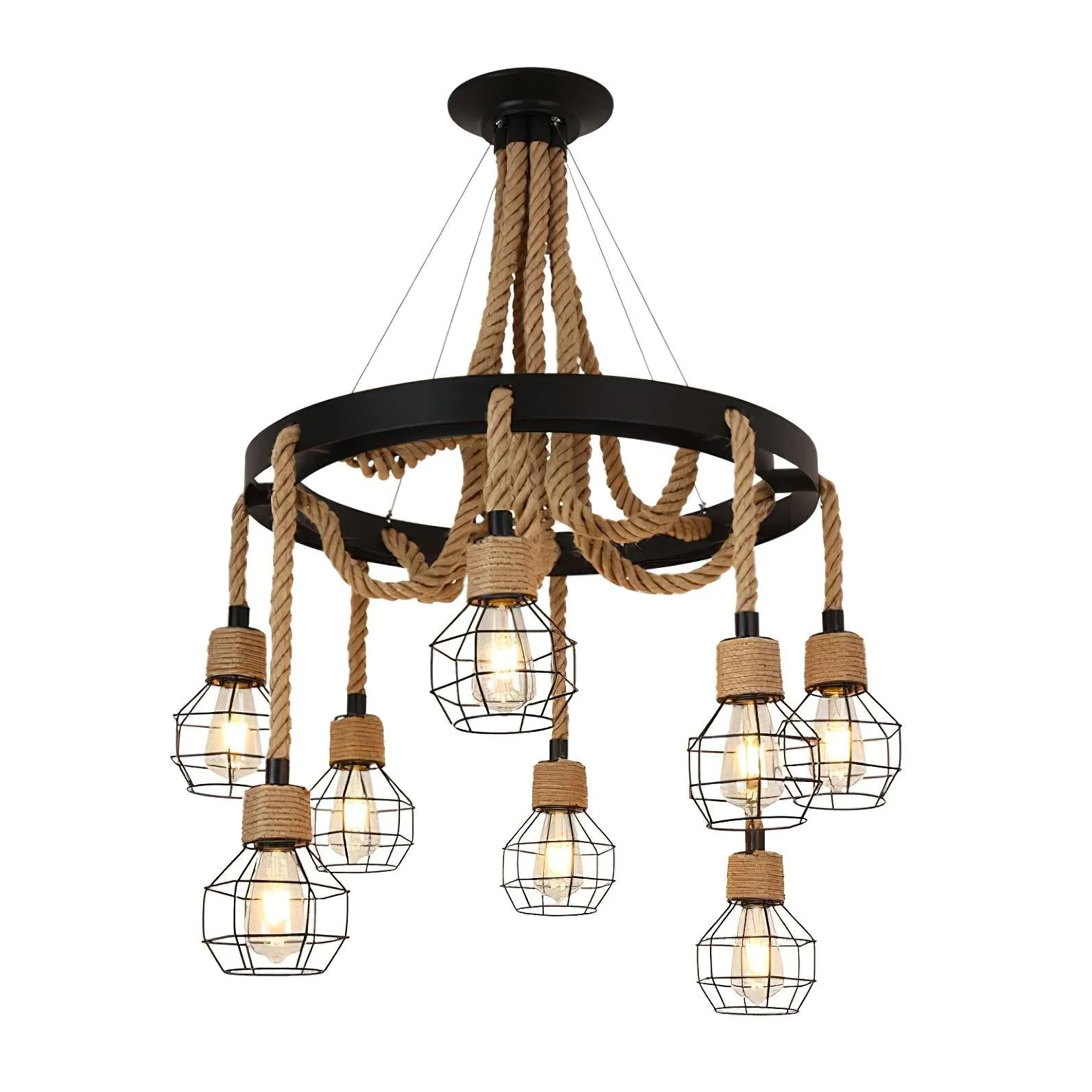 Lustra Chandelier Hemp Rope Industrial - Image 29