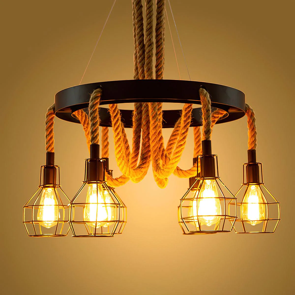 Lustra Chandelier Hemp Rope Industrial - Image 6