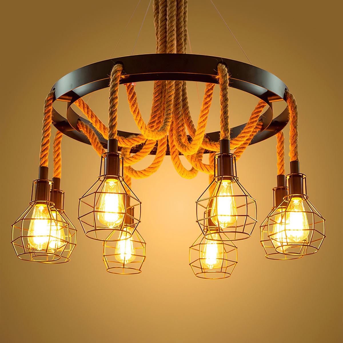 Lustra Chandelier Hemp Rope Industrial - Image 7