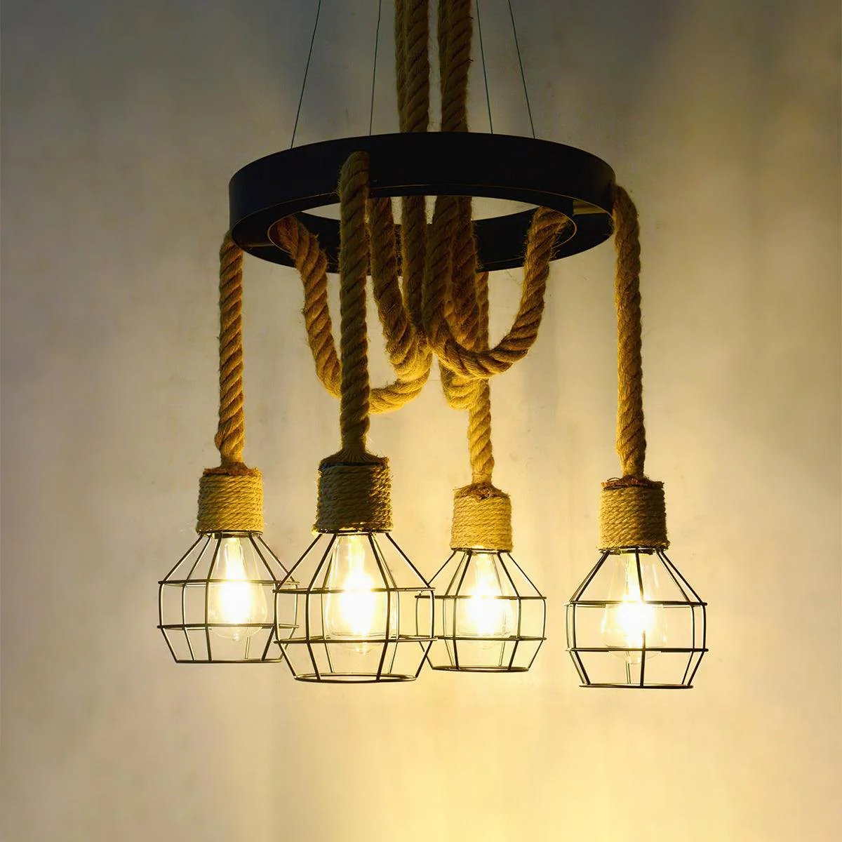 Lustra Chandelier Hemp Rope Industrial - Image 8