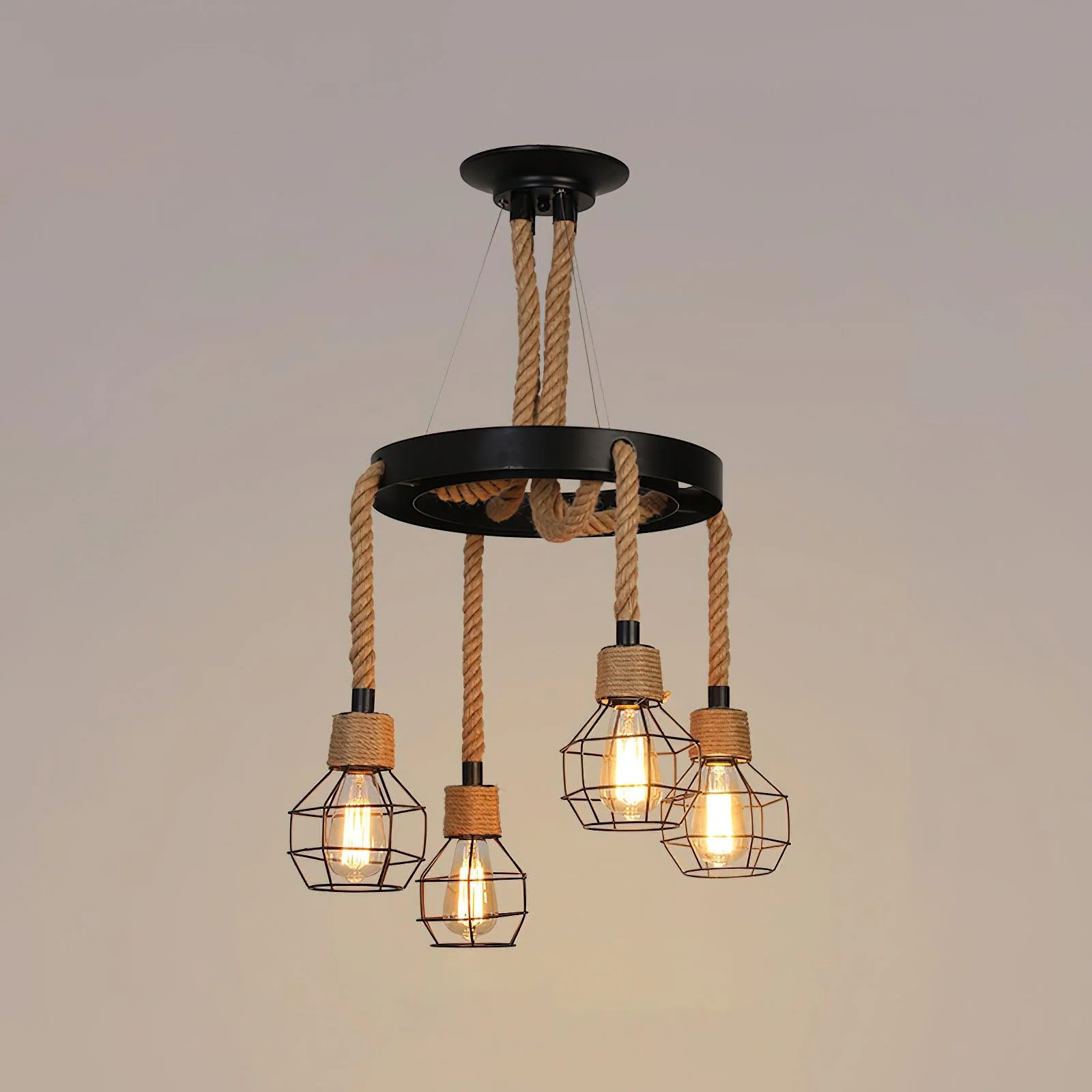 Lustra Chandelier Hemp Rope Industrial - Image 9