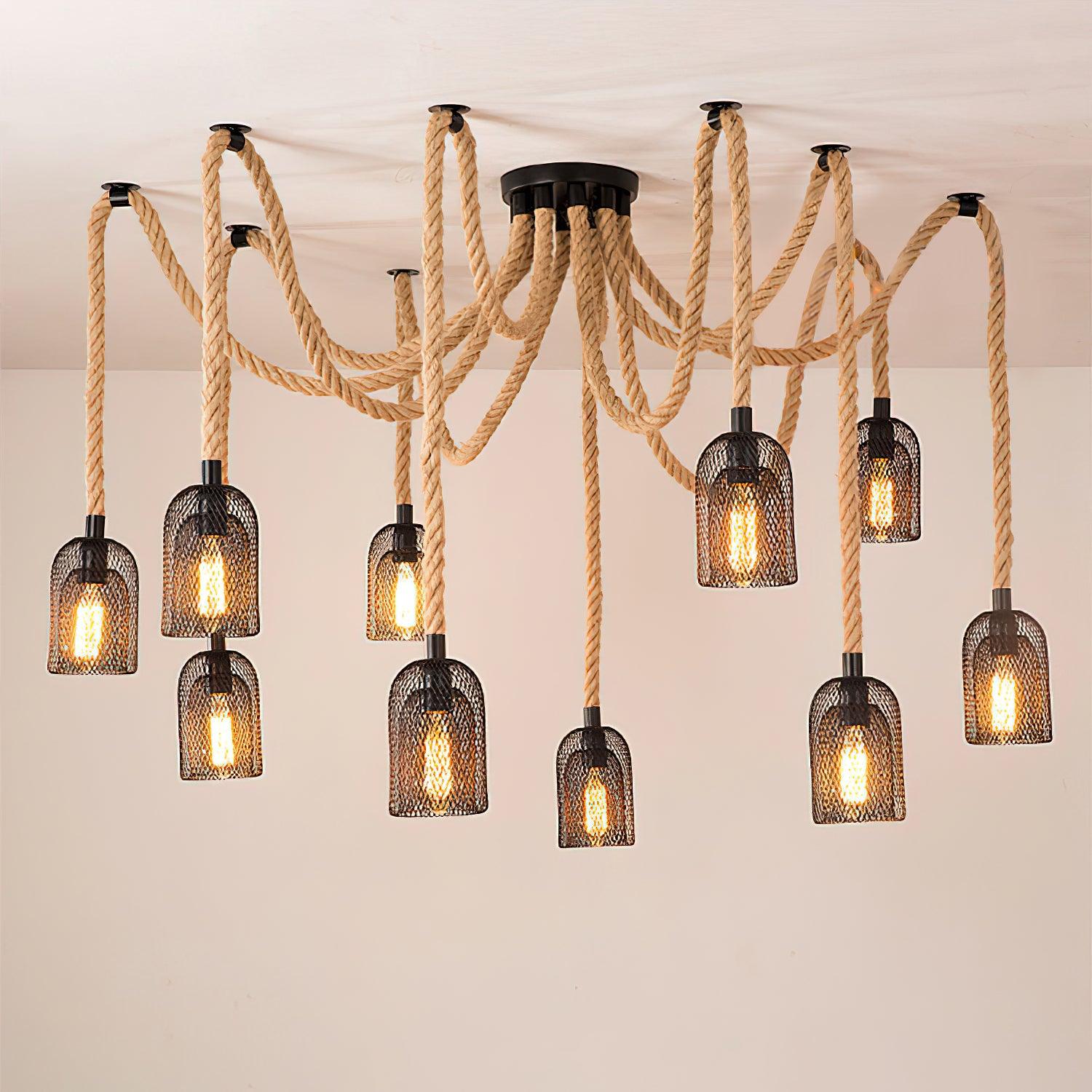 Lustra Chandelier Hemp Rope Industrial Retro - Image 15