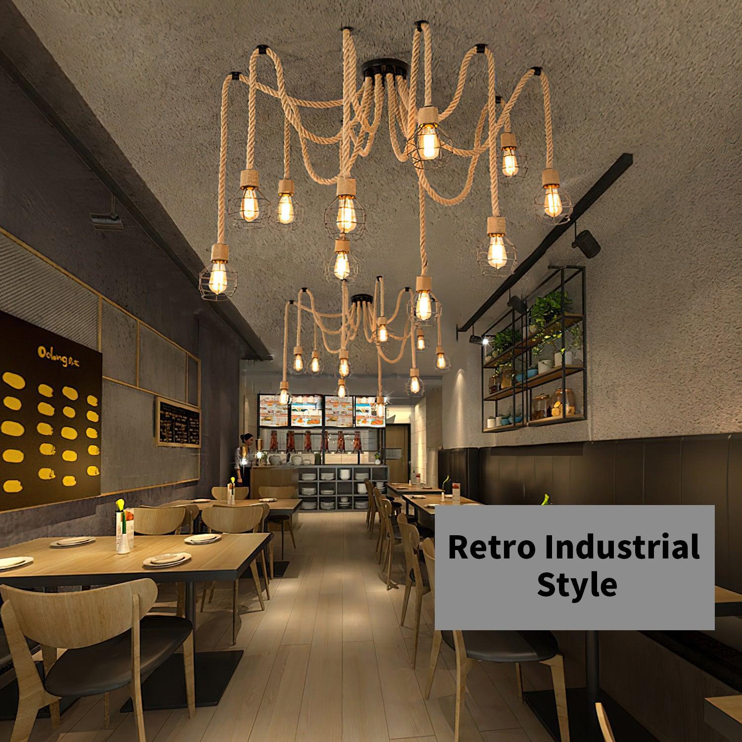 Lustra Chandelier Hemp Rope Industrial Retro - Image 6
