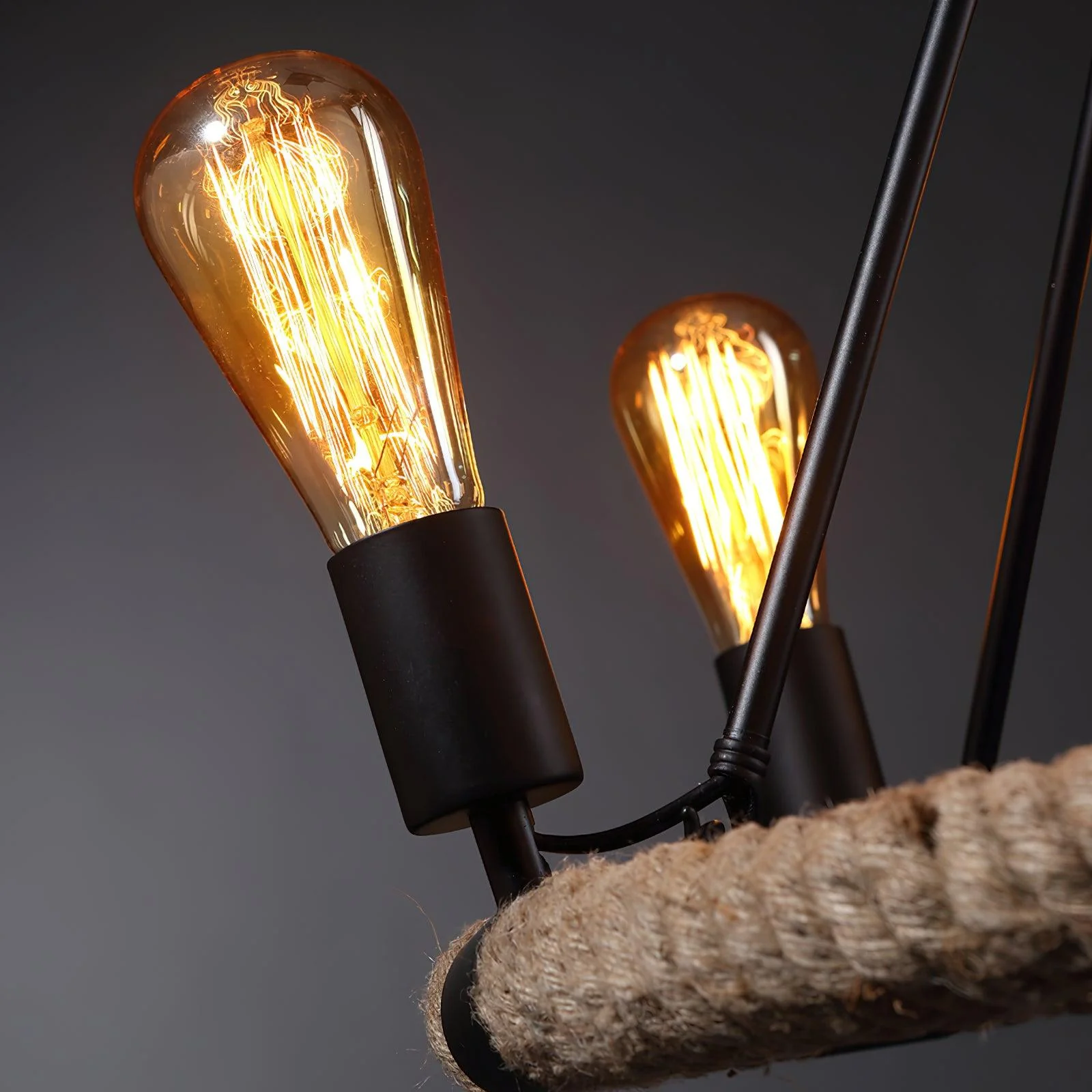 Lustra Chandelier Hemp Rope Industrial Round - Image 27