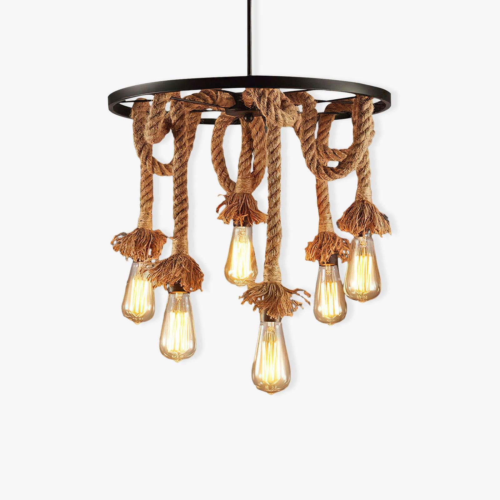 Lustra Chandelier Hemp Rope Industrial Six Head
