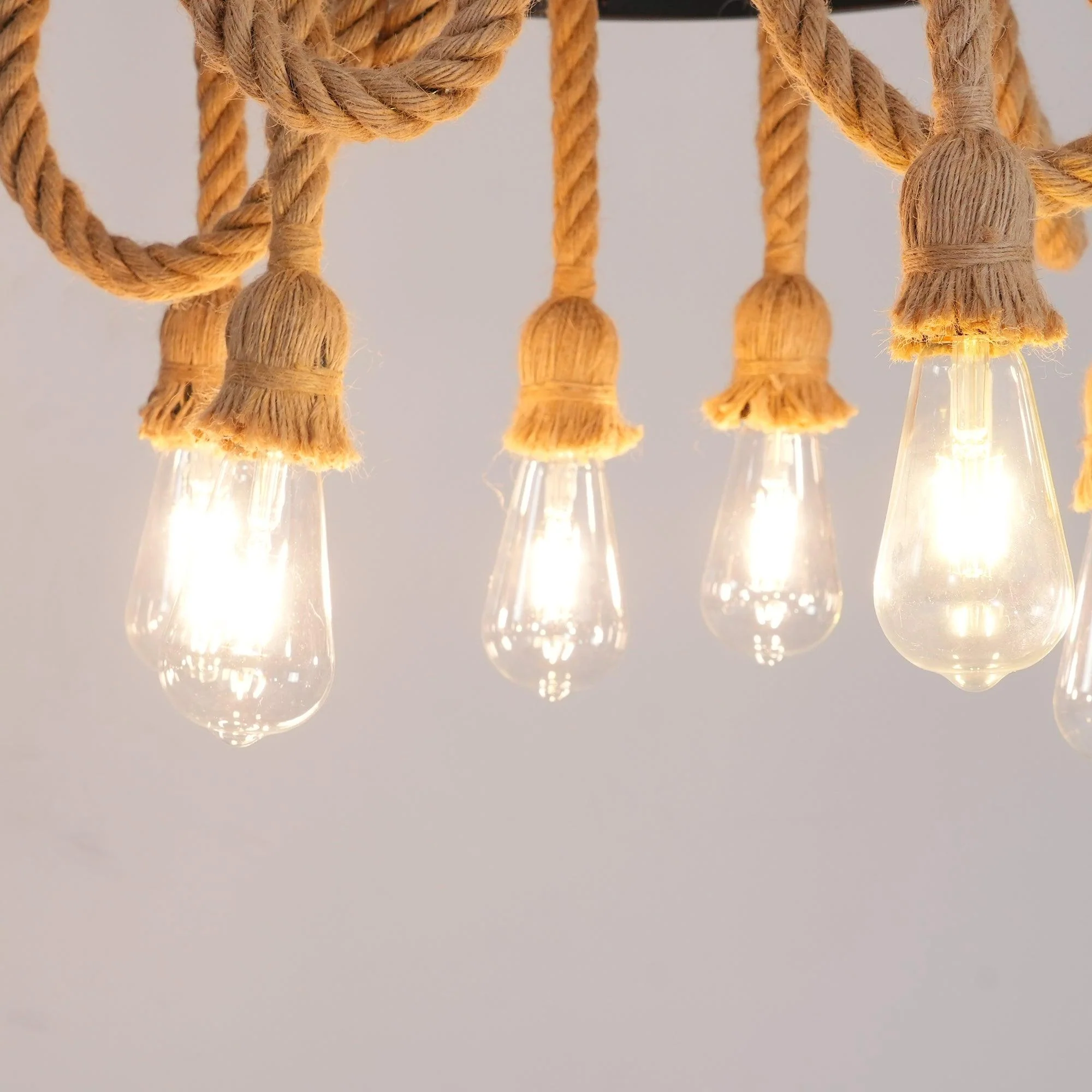 Lustra Chandelier Hemp Rope Industrial Six Head - Image 9