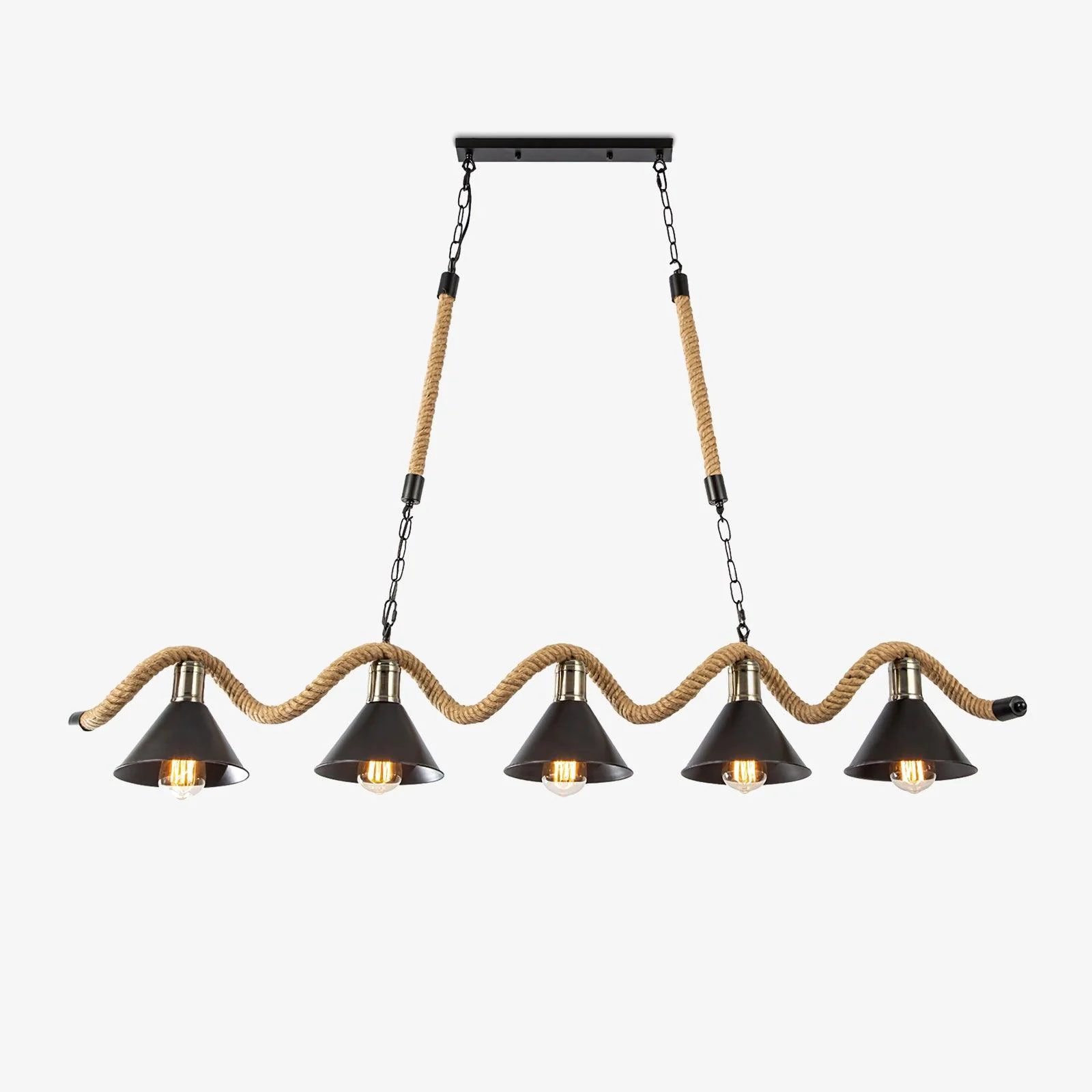 Lustra Chandelier Hemp Rope Industrial Wave