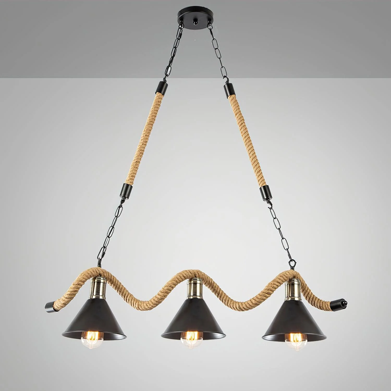 Lustra Chandelier Hemp Rope Industrial Wave - Image 3