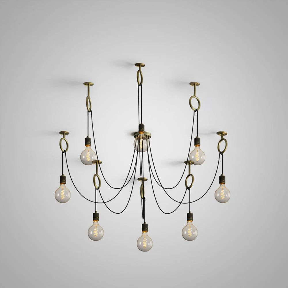 Lustra Chandelier Industrial Spider Bulb Hanging - Image 2
