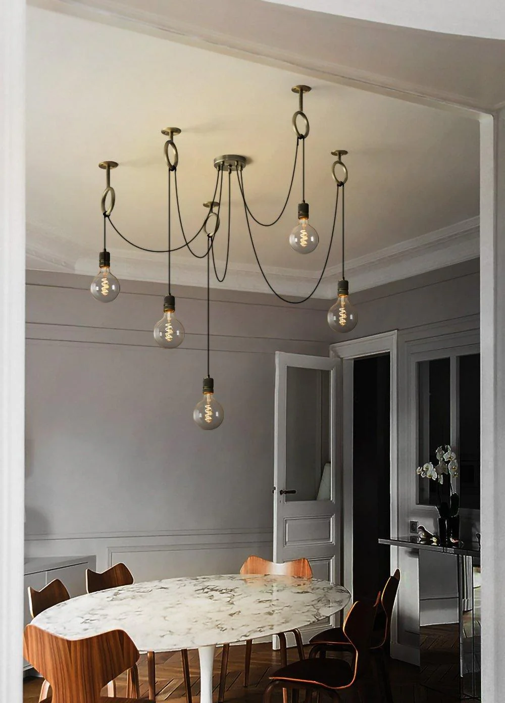 Lustra Chandelier Industrial Spider Bulb Hanging - Image 23